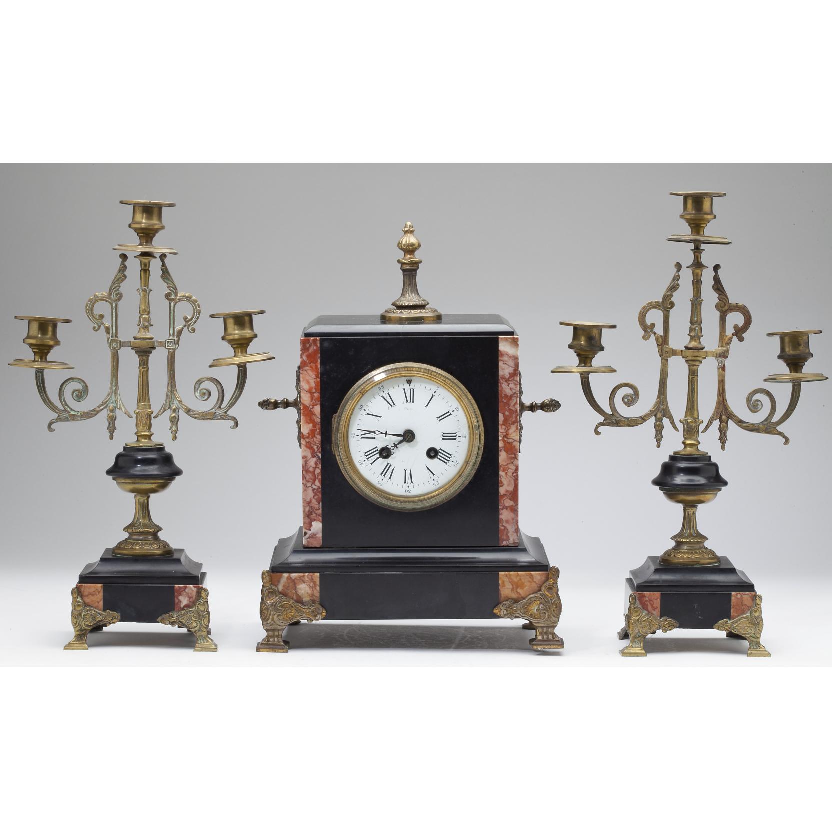 Three Piece French Mantel Clock Garniture Set (Lot 316 - The