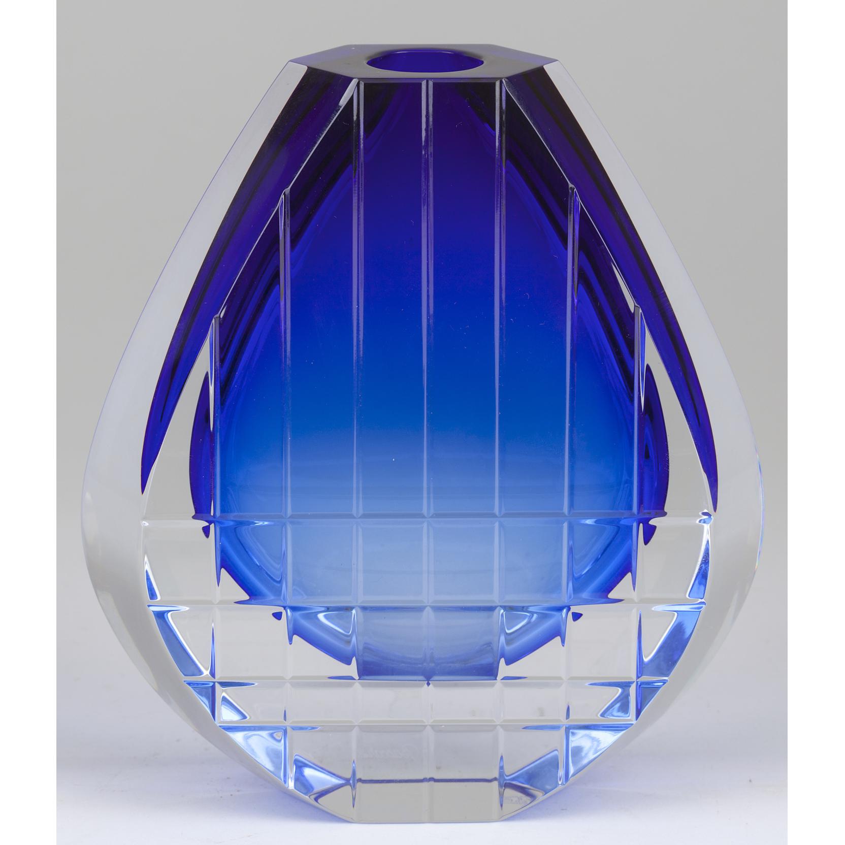 Baccarat Cobalt and Clear Glass Neptune Bud Vase (Lot 525 - Fine