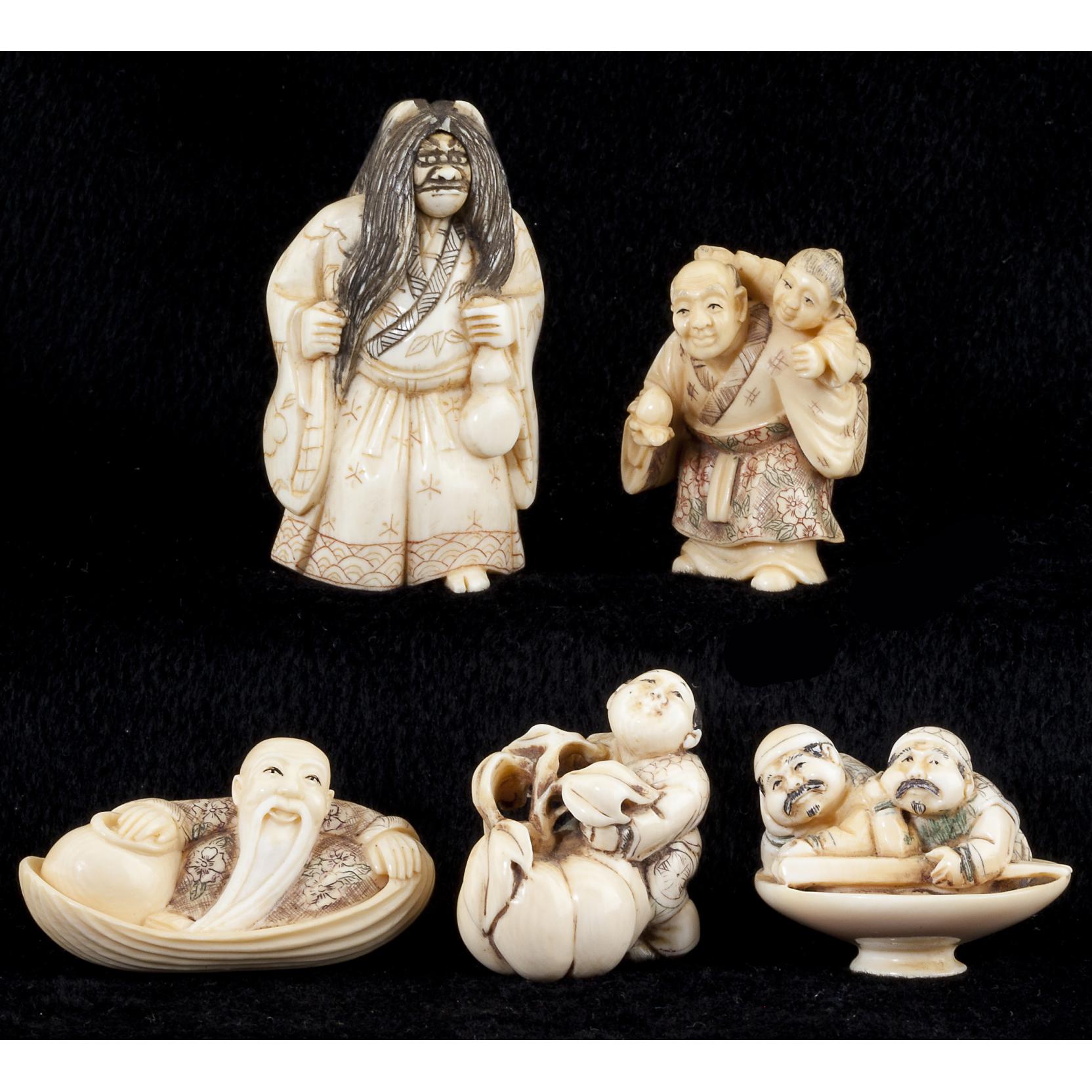 Group of Five Japanese Ivory Netsuke (Lot 179 - Two-Day Group of Five Japanese Ivory Netsuke (Lot 179 - Two-Day