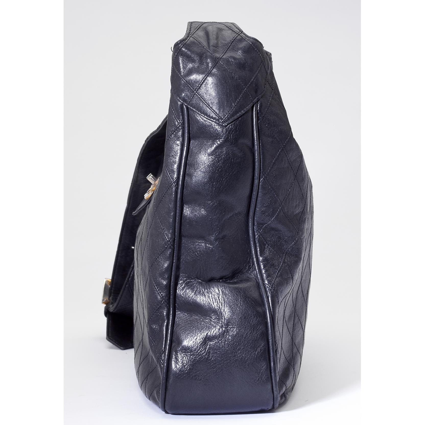 A Vintage Black Lambskin Quilted Hobo Bag, Chanel (Lot 457
