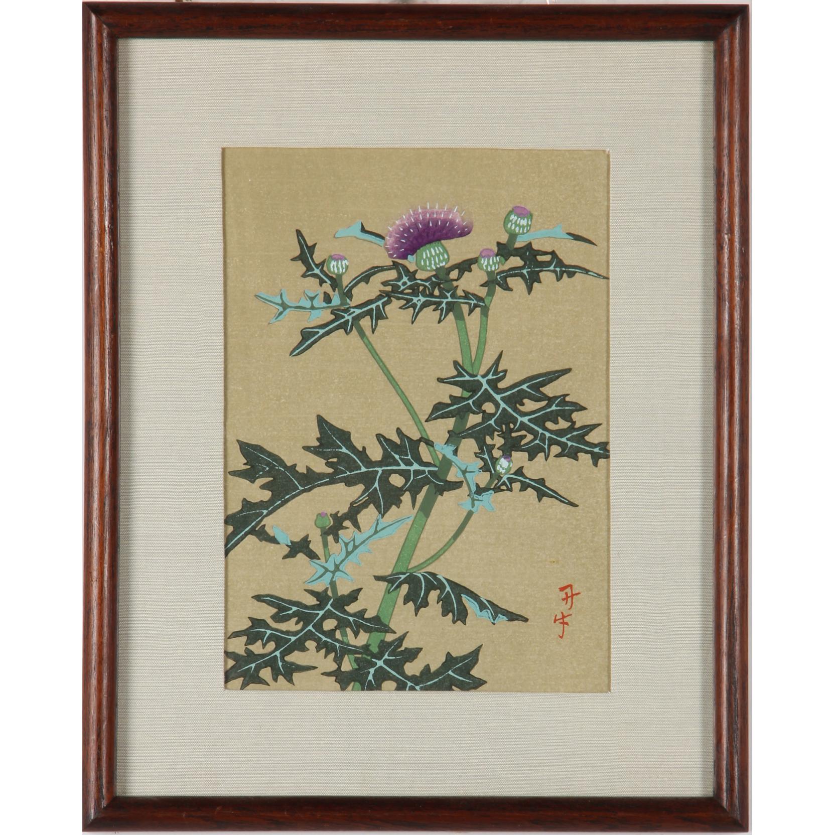 Benji Asada (Japanese, 20th century), Five Woodcuts of Flowers