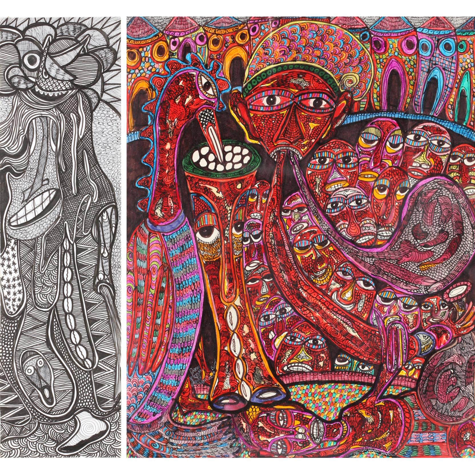 絵画 twins Prince Twins Seven-Seven (Nigerian, 1944-2011), Two Works (Lot 473