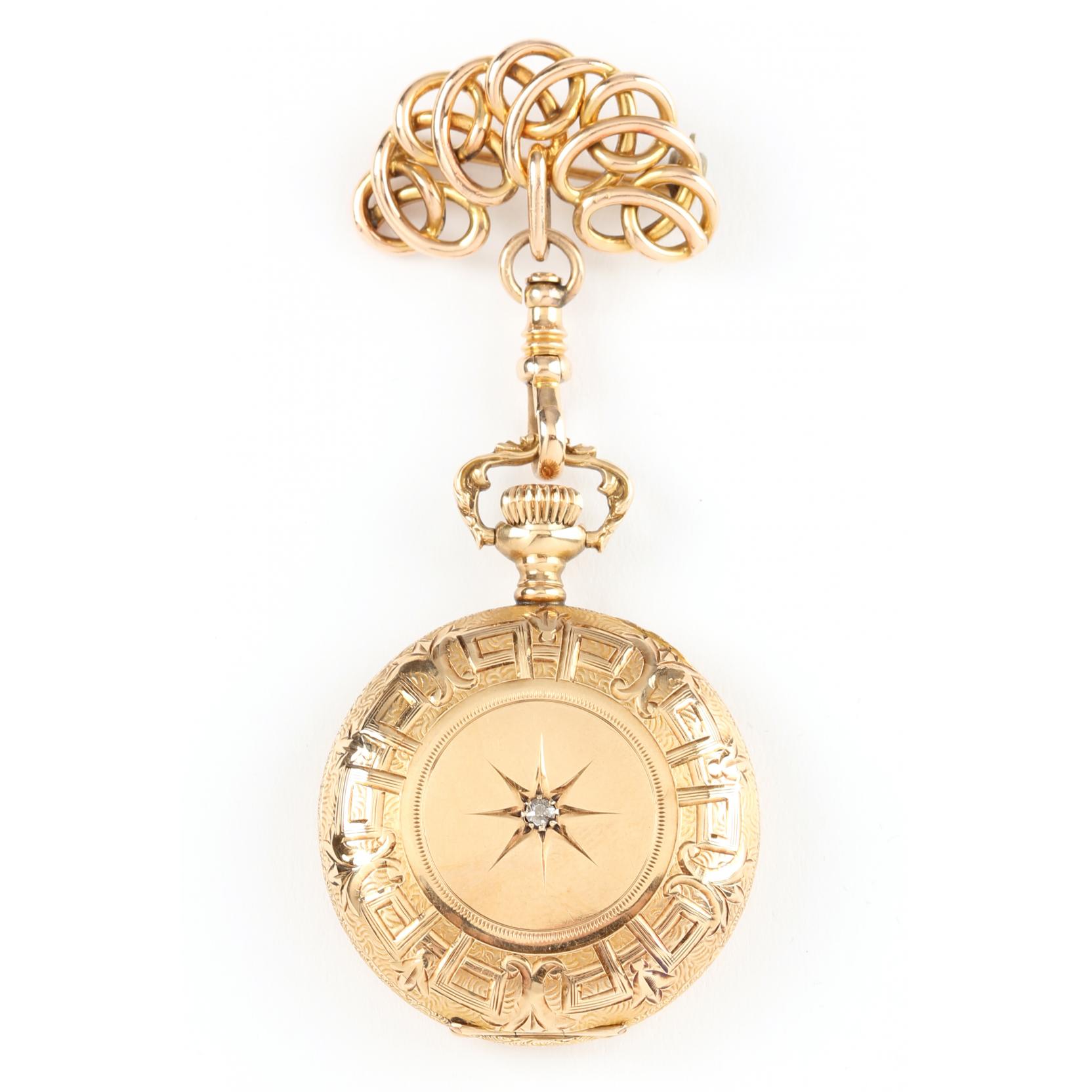 Loewe Pin Broch Watch Pocket Quartz Gold White Dial Pawn LOEWE ブローチ ウォッチ 時計 ヴィンテージ ロエベ main image 3