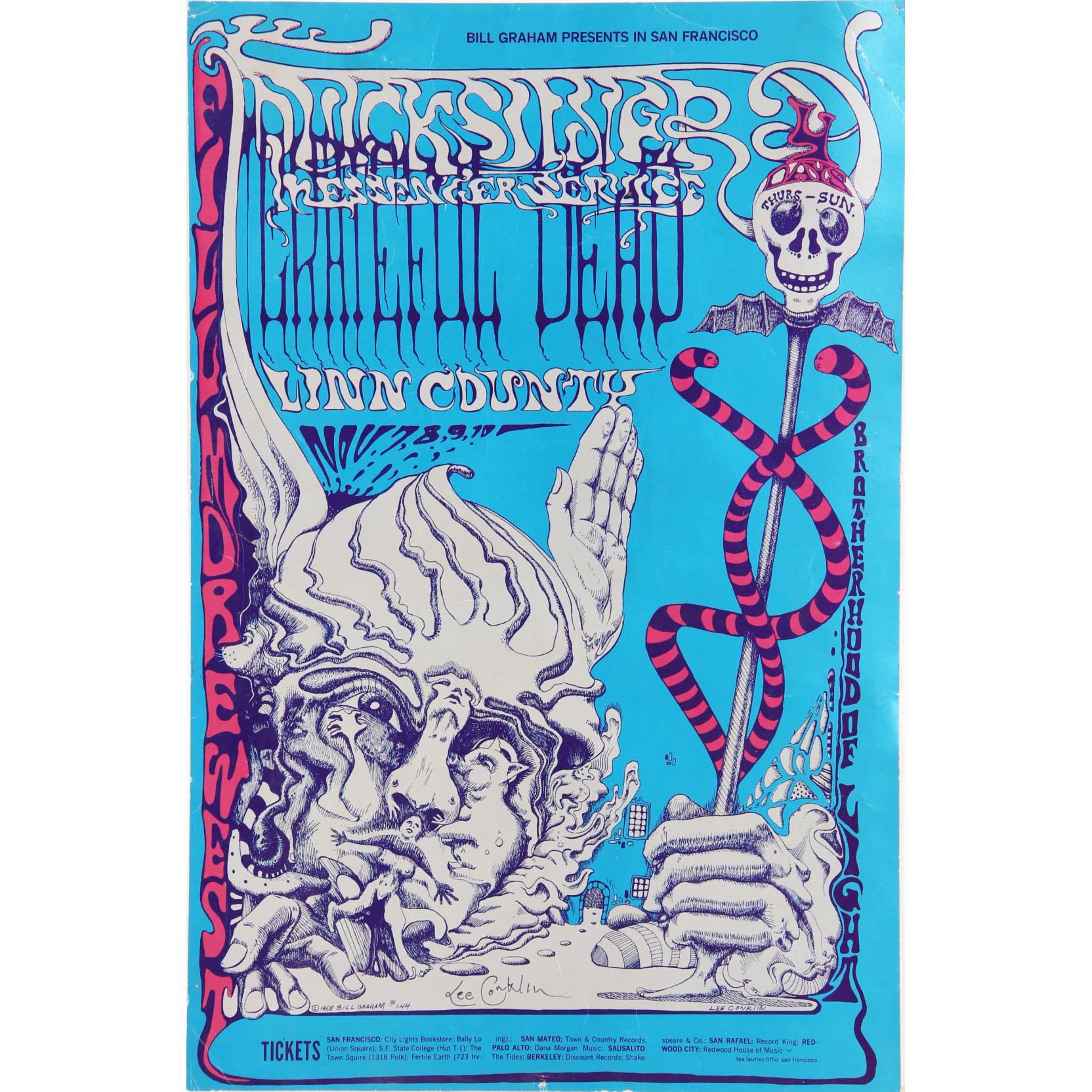 1968 Grateful Dead & Quick Silver Messenger Concert Poster (Lot