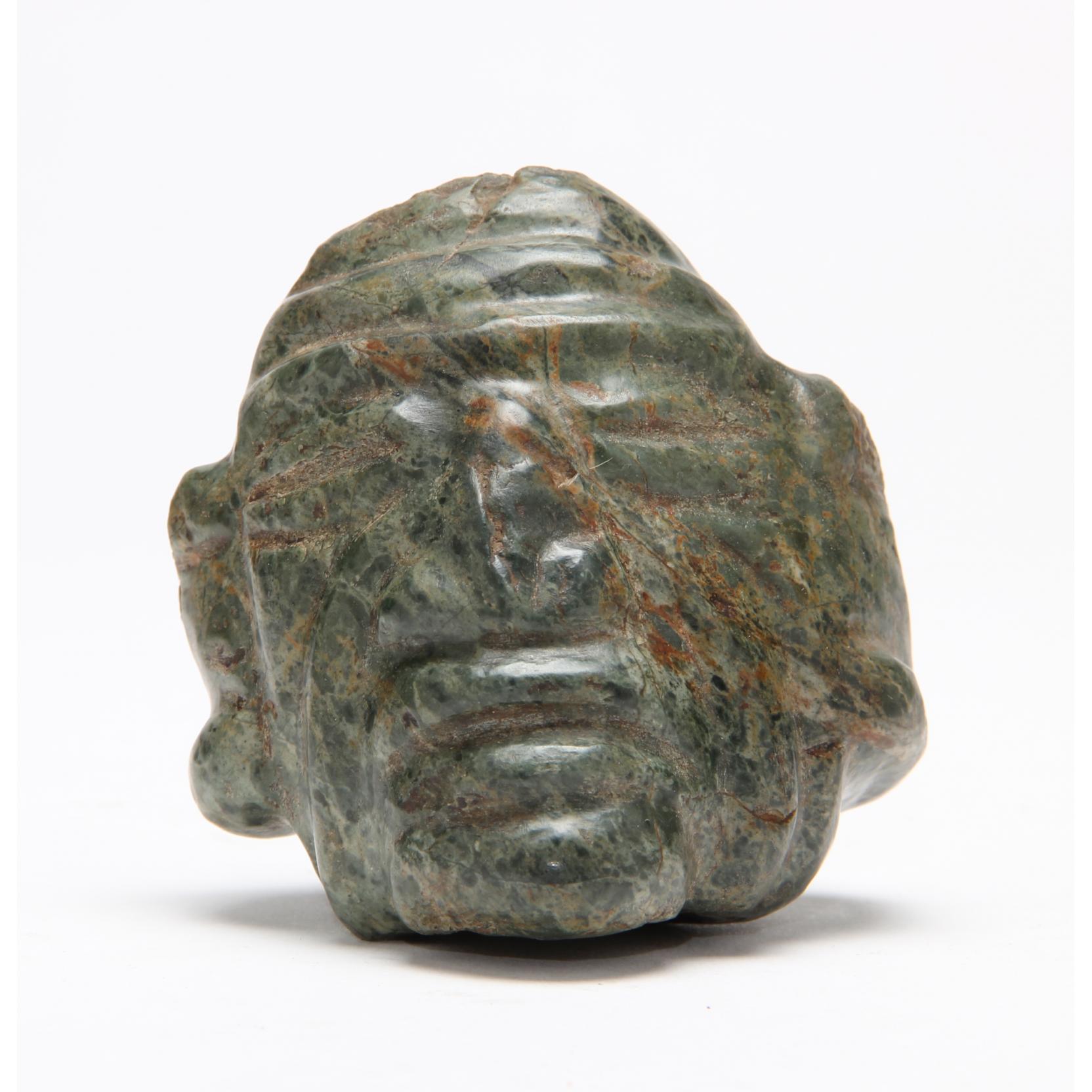 Substantial Pre-Columbian Mayan Carved Jade Male Head (Lot 553