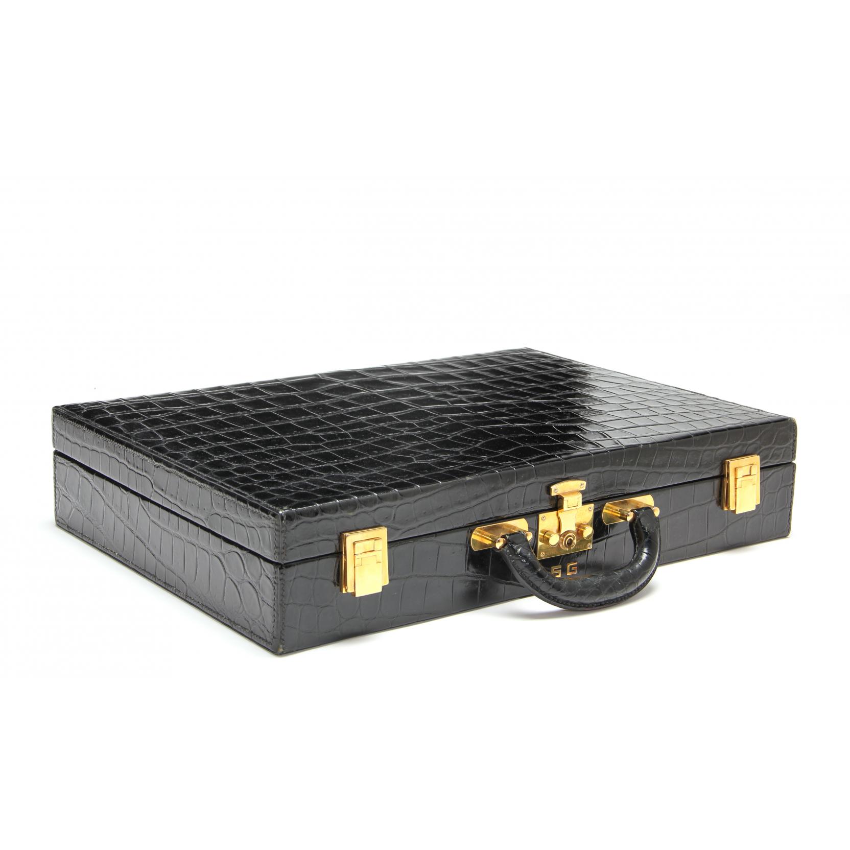 Vintage Black Porosus Crocodile Briefcase, Hermes (Lot 131 - The