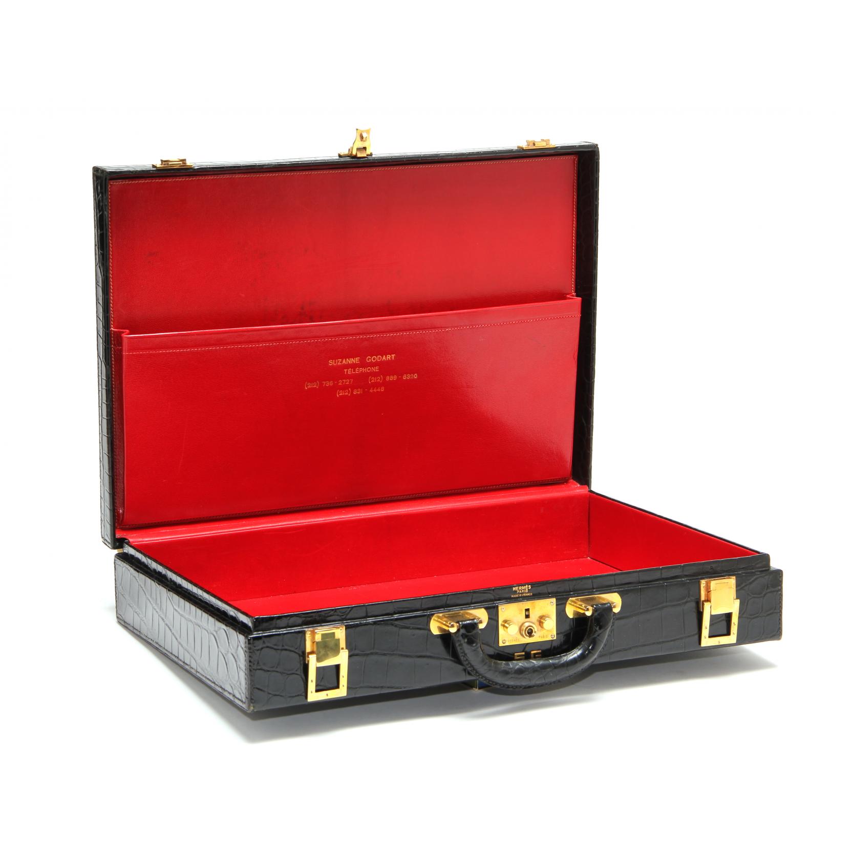 HERMES クラリス ケース　ヴィンテージ Vintage Black Porosus Crocodile Briefcase, Hermes (Lot 131 - The