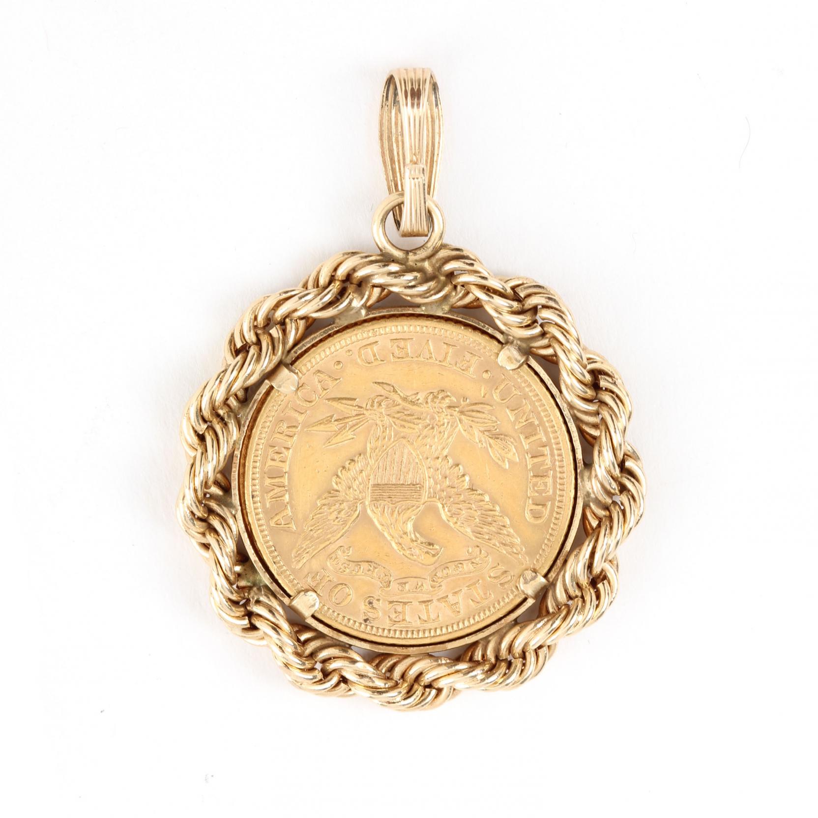 1898 Five Dollar Half Eagle Coin Pendant (Lot 21 - Estate Jewelry 