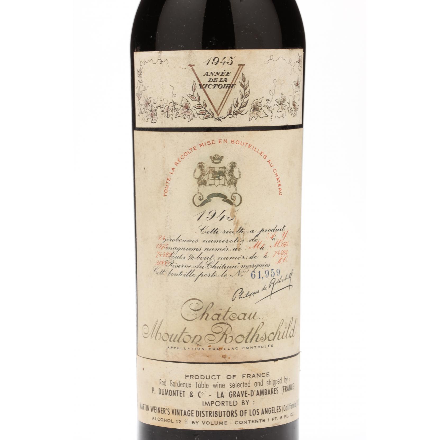 Chateau Mouton-Rothschild - Vintage 1945 (Lot 4423 - Session
