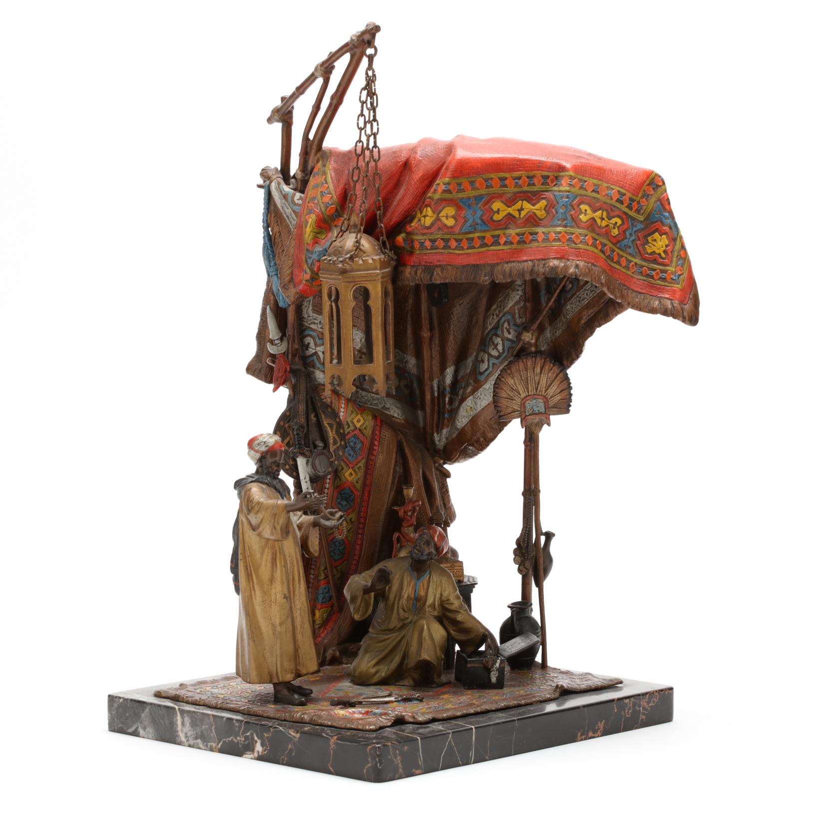 ヤッタレマン An Orientalist Cold Painted Bronze Lamp by Anton Chotka (Austrian