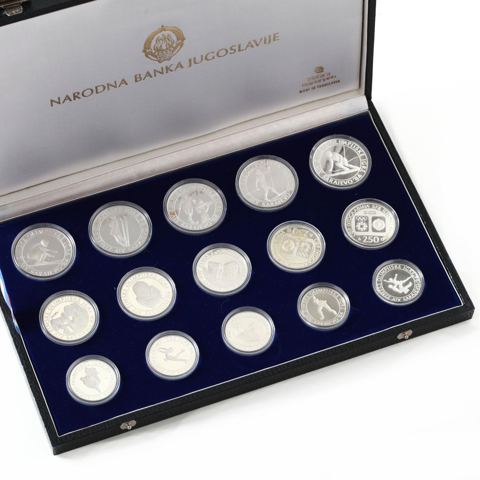 Yugoslavia, 1984 Sarajevo Winter Olympics Proof Silver 15-Coin Set