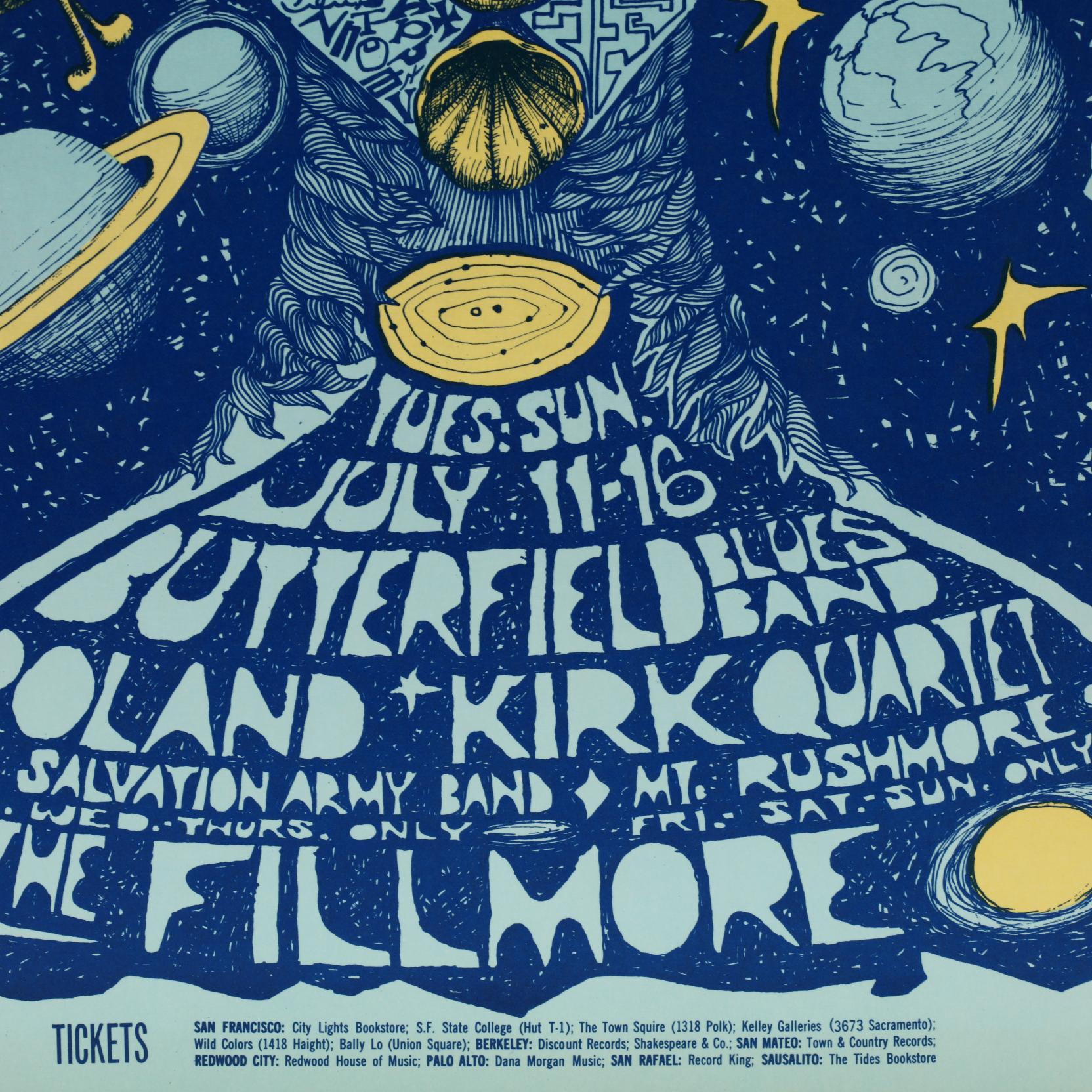 Paul Butterfield Blues Band Fillmore Concert Poster, with Postcard