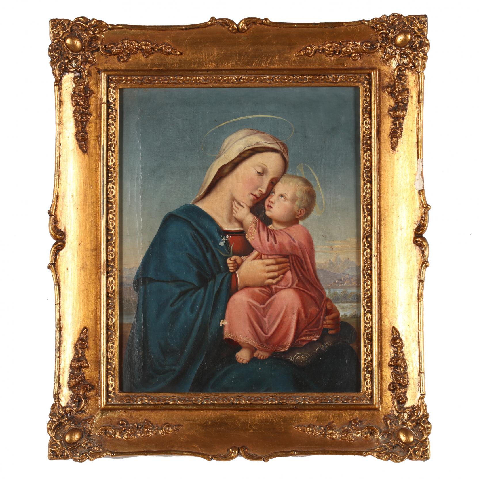A Victorian Copy of an Old Master Painting of the Madonna & Child