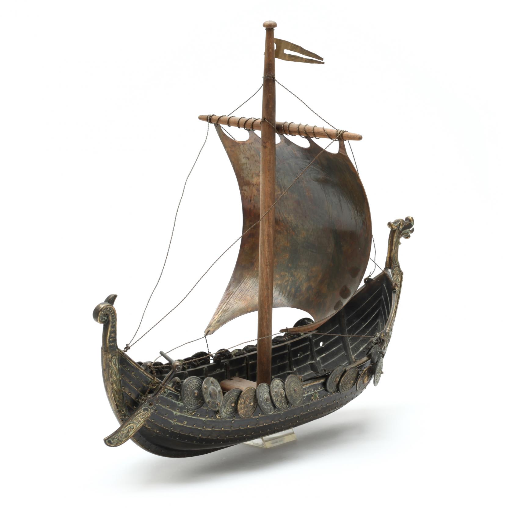 A Bronze Model of a Viking Ship (Lot 254 - New Year's Gallery