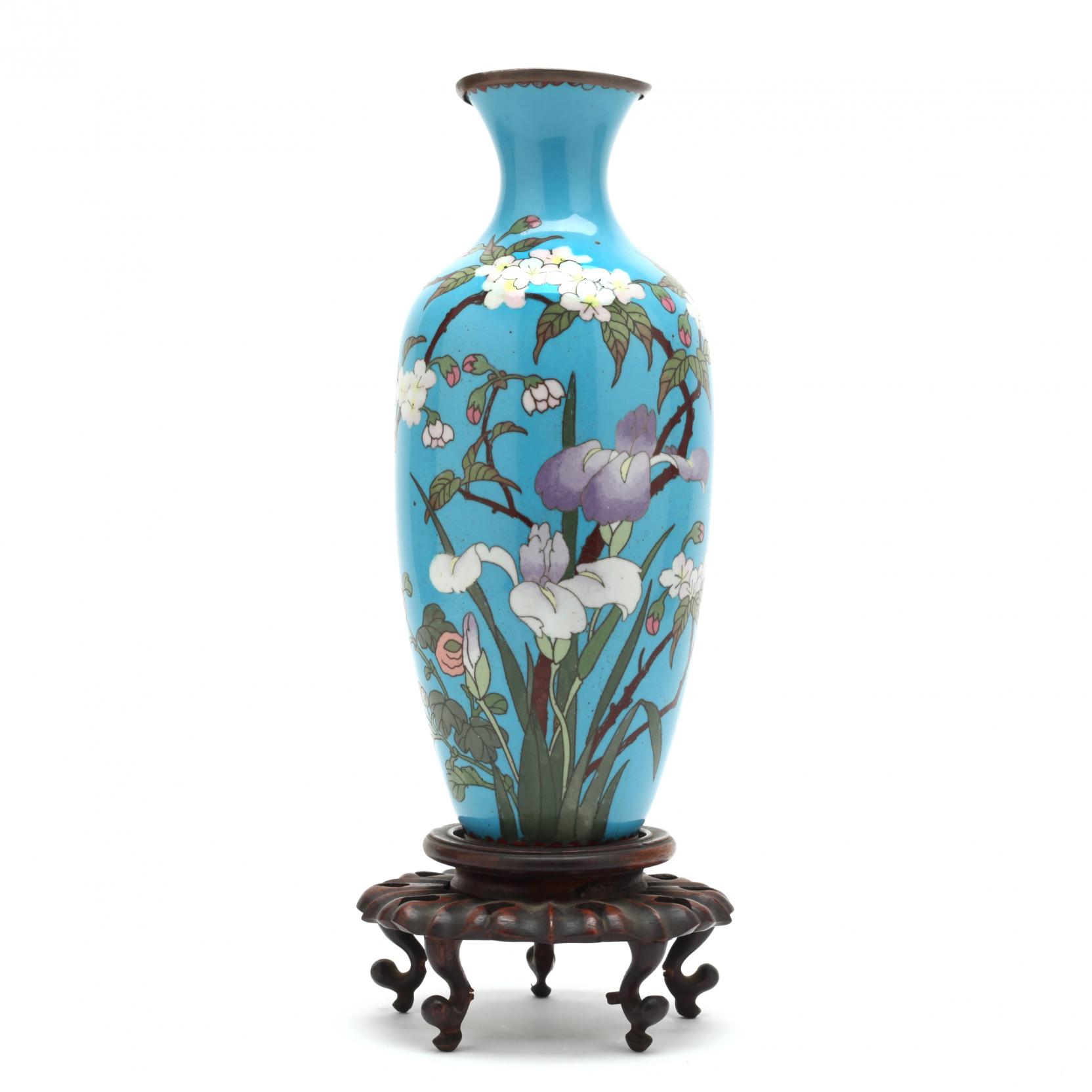 a-tall-blue-ground-cloisonne-vase-with-flowers