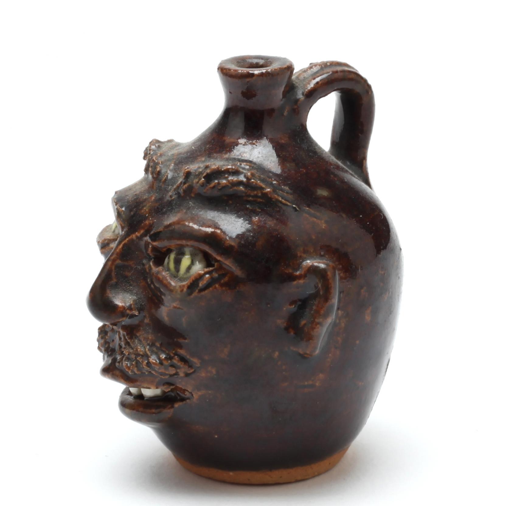 NC Folk Pottery Face Jug, Sid Luck (Lot 1062 - Folk Pottery &amp
