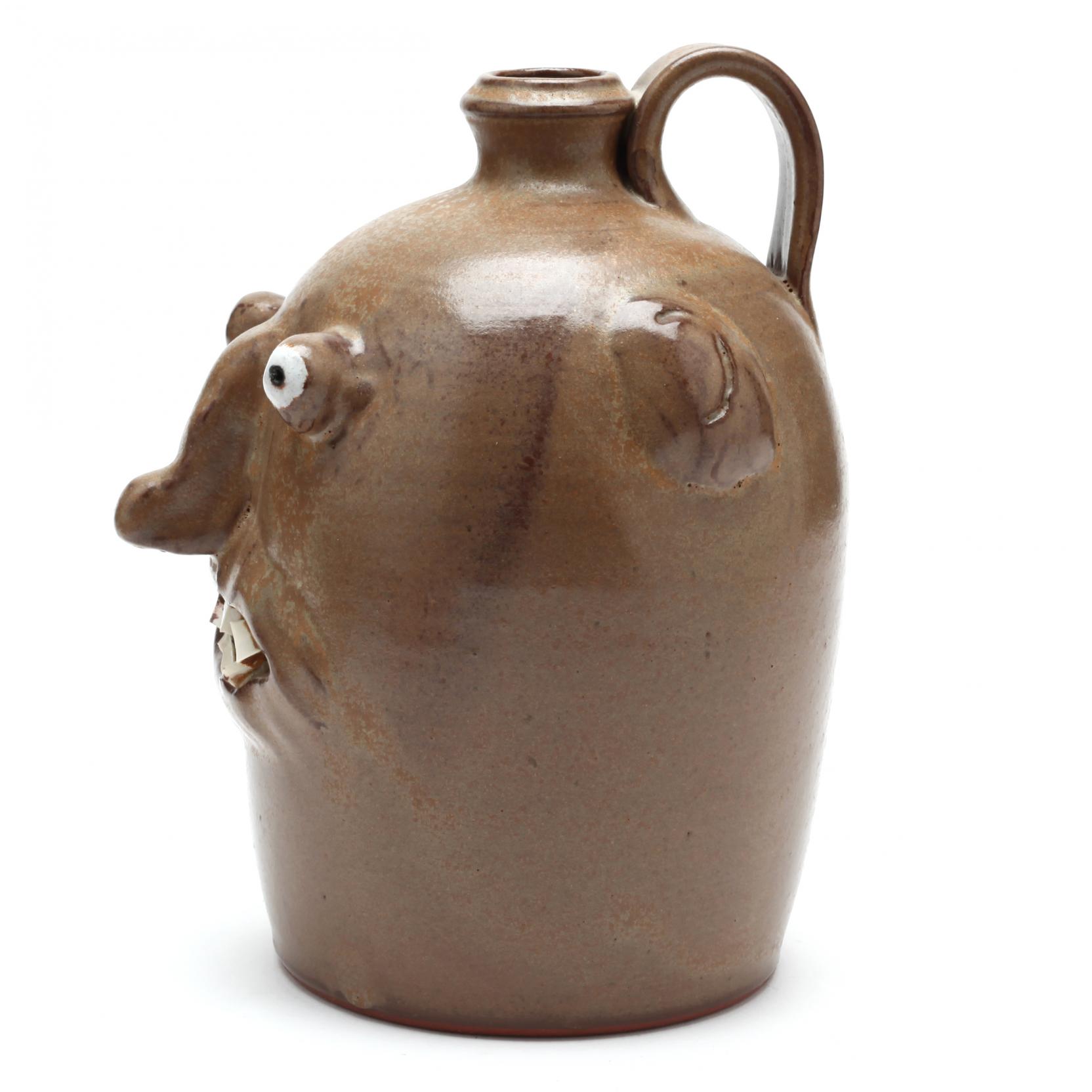 NC Folk Pottery Face Jug, Sid Luck (Lot 1062 - Folk Pottery &amp