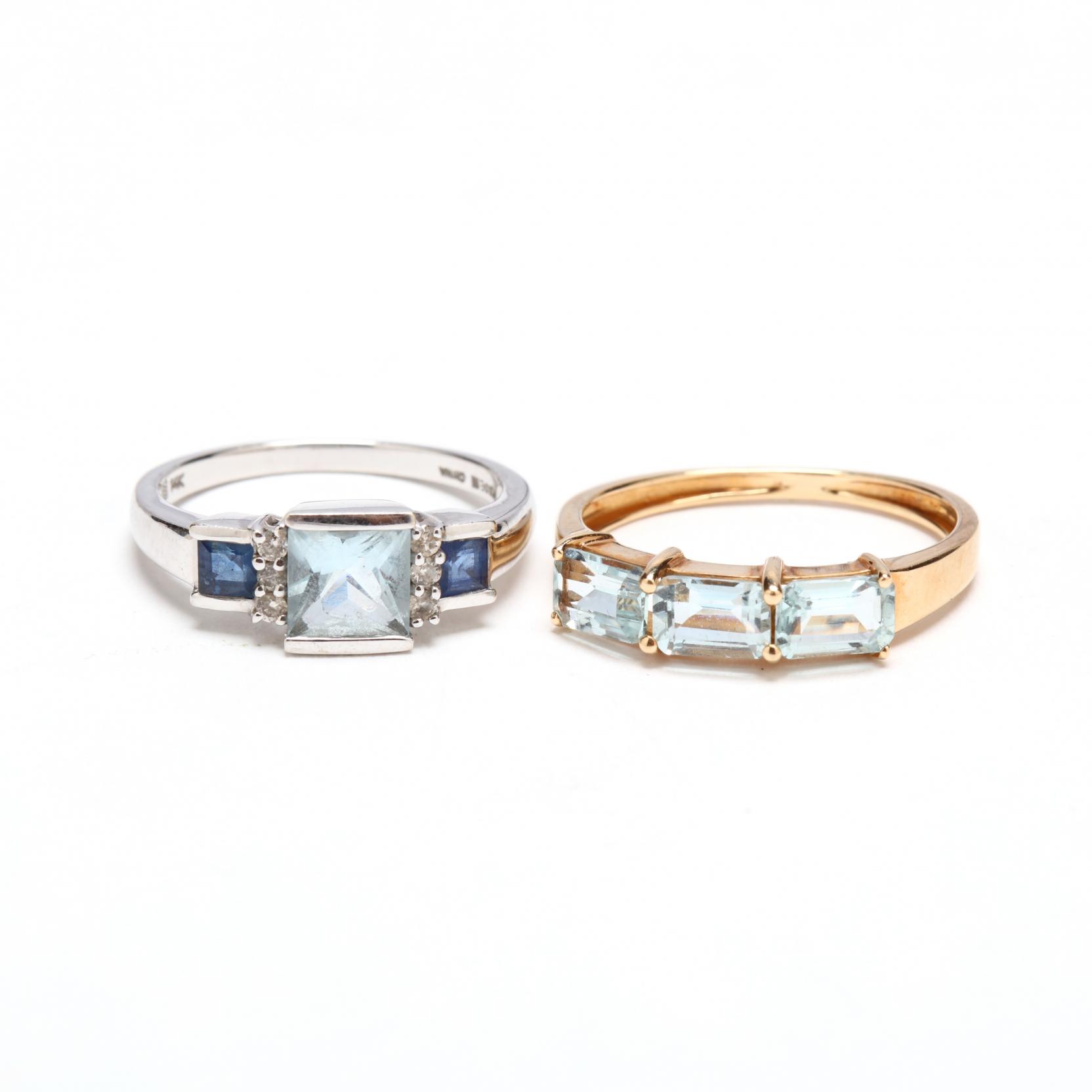 two-gold-and-aquamarine-rings