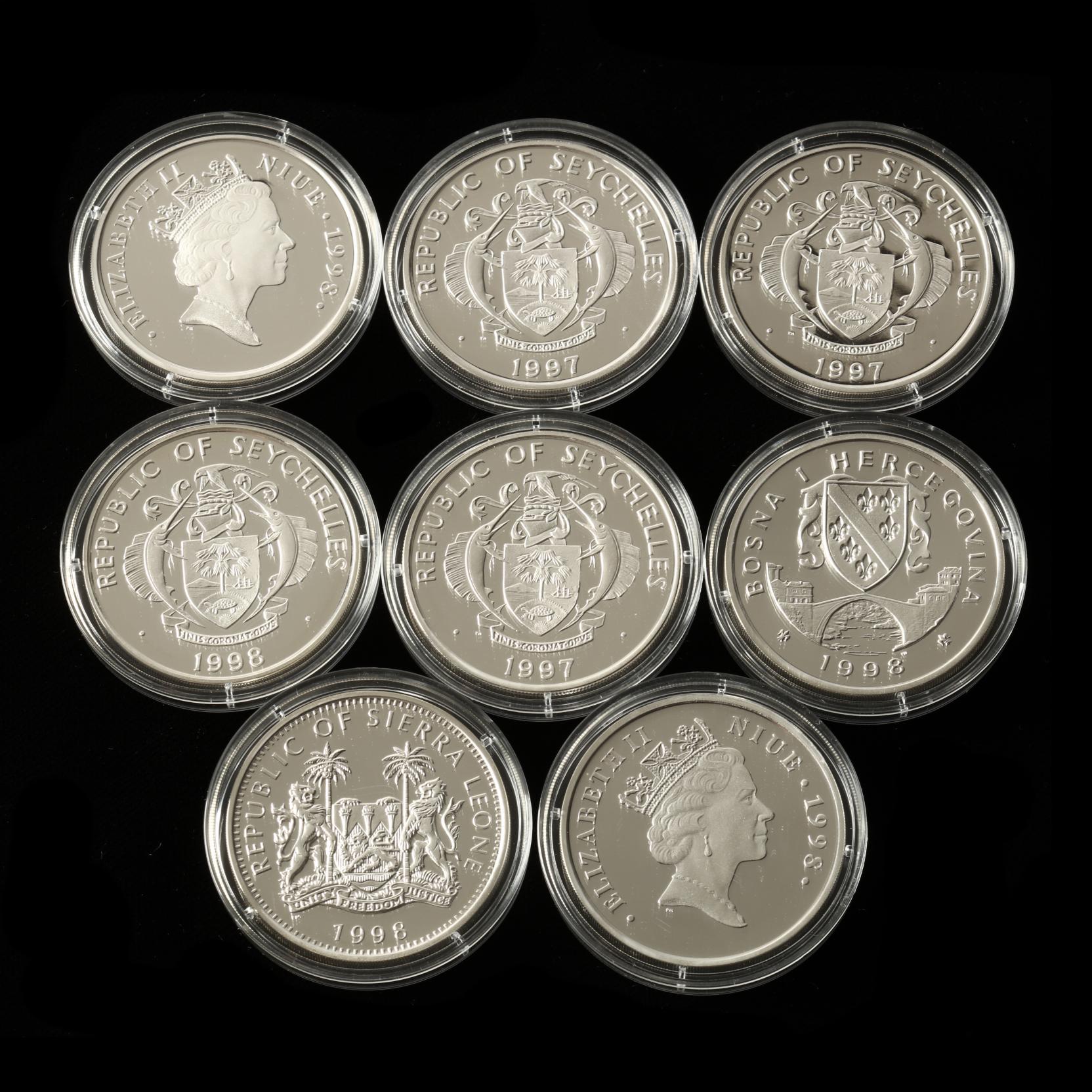 Eight 1998 Princess Diana Memorial Proof One Oz. Silver