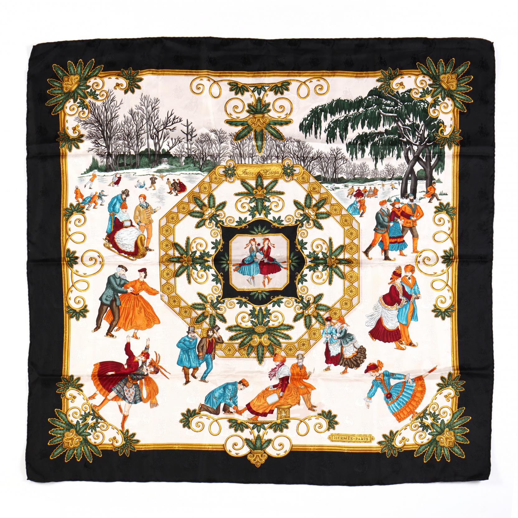 Silk Scarf, Joies d' Hiver, Hermès (Lot 81 - The Fall Silk Scarf, Joies d' Hiver, Hermès (Lot 81 - The Fall