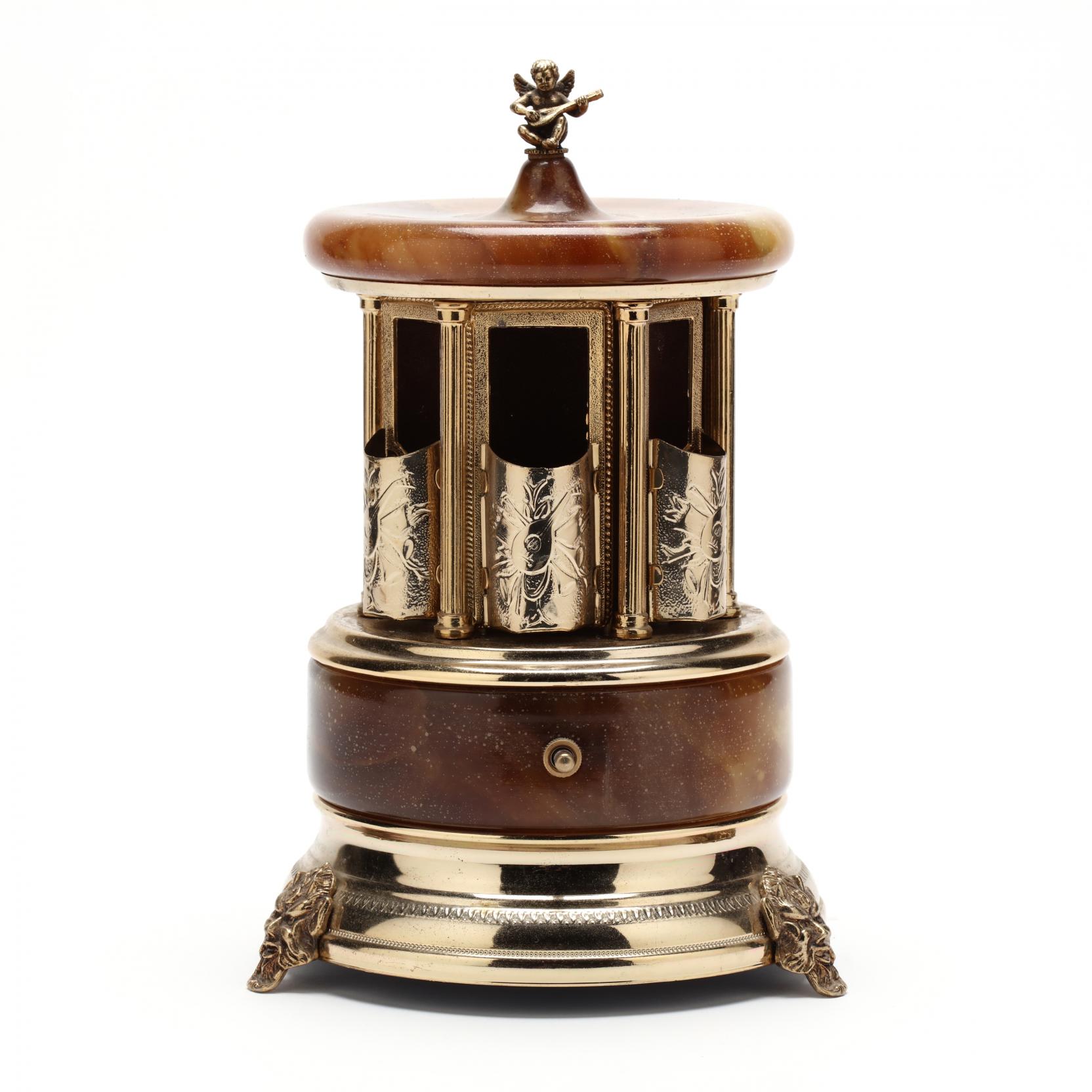 Brilliant Reuge Italian Carousel Music Box And Lipstick/ Cigarette Holder  #171419