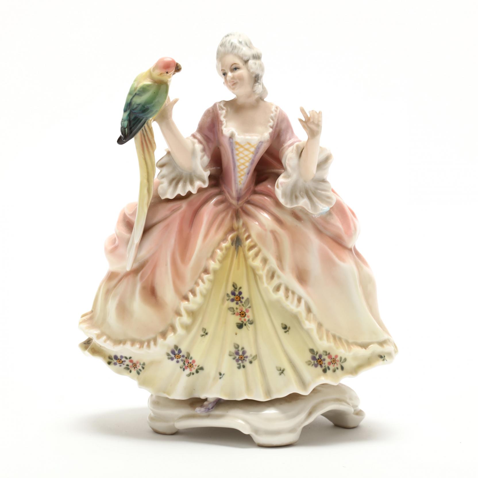 Karl Ens, Porcelain Figure of a Lady and Parrot (Lot 1018