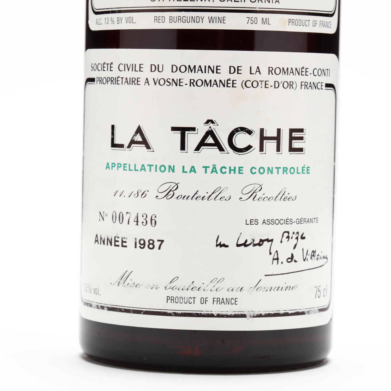 La Tache - Vintage 1987 (Lot 5743 - Single-Owner Wine Collection