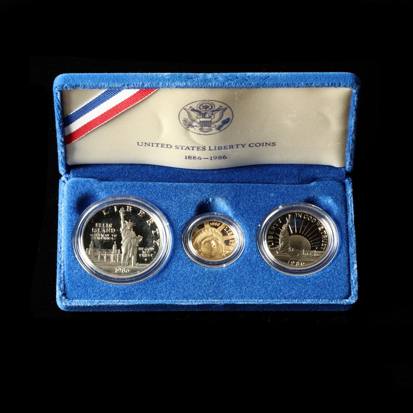 1986 Statue of Liberty Centennial Three-Coin Proof Set (Lot 3016
