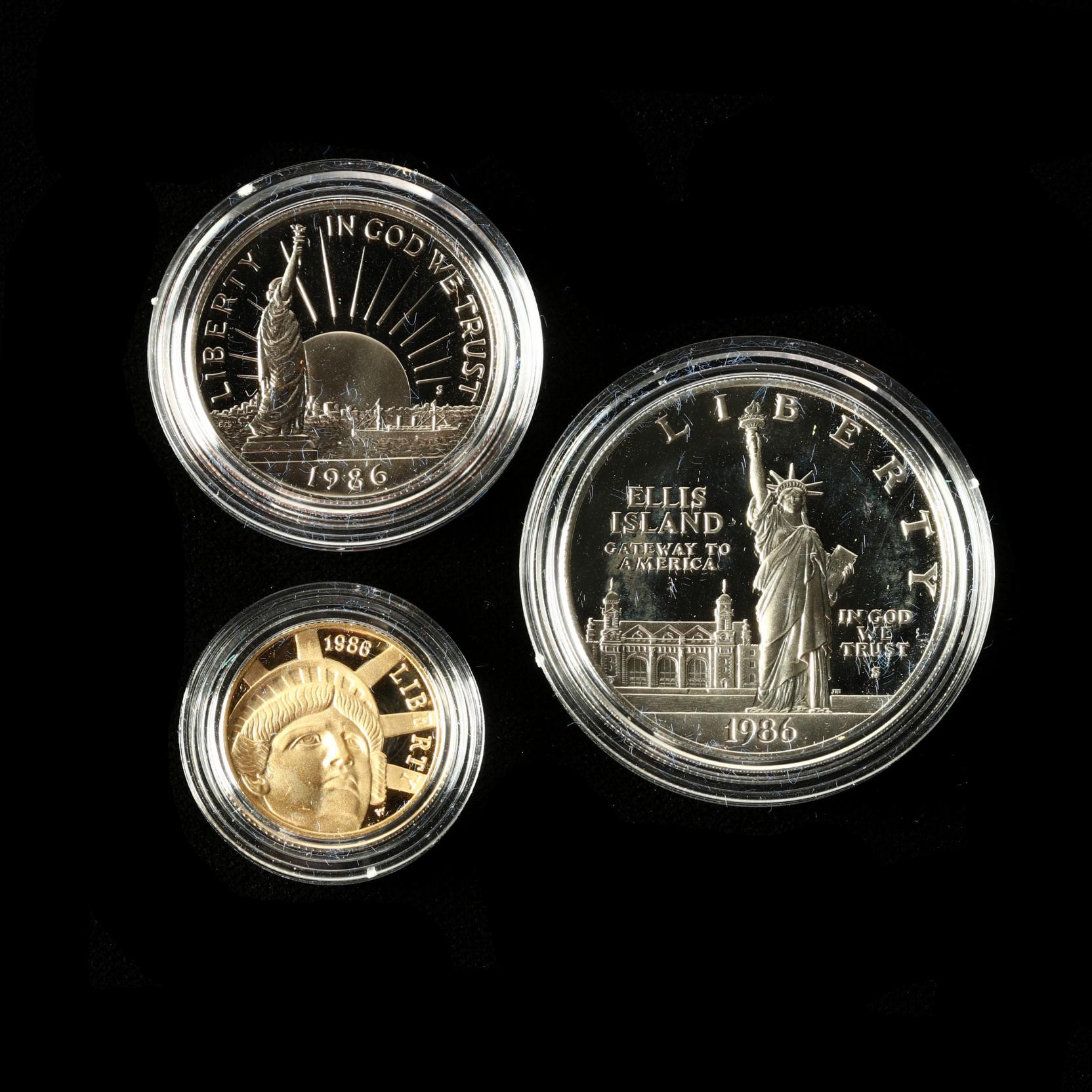 コレクション this is trust coins 1986 Statue of Liberty Centennial Three-Coin Proof Set (Lot 3016
