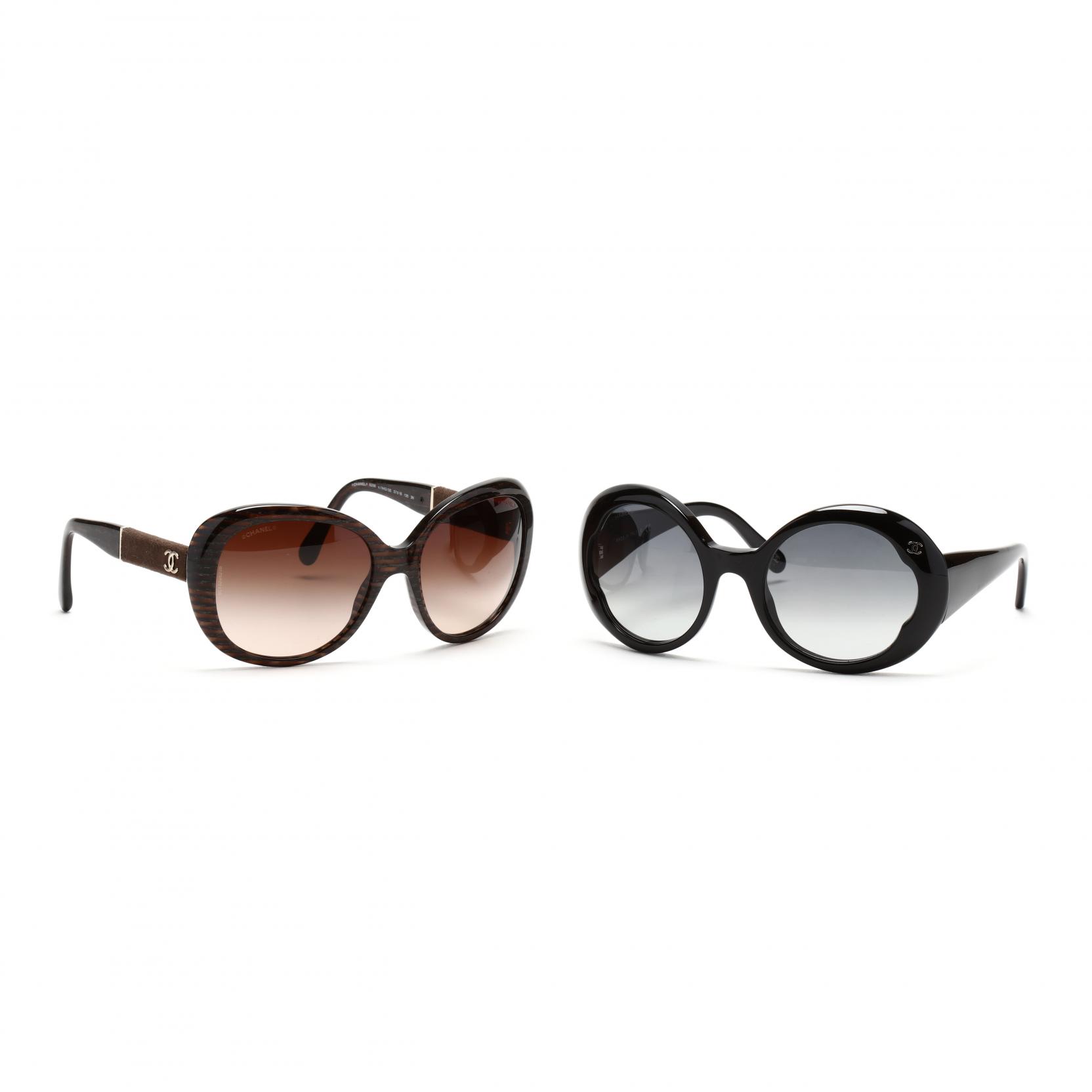 CHANEL Sunglasses Ladies Black Plastic Metal Chain New with