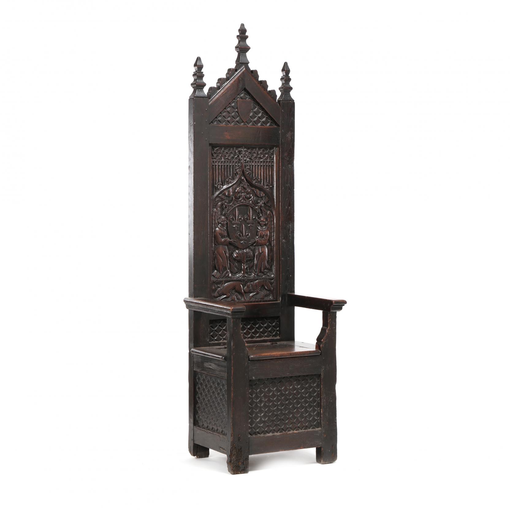 Gothic Carved Back Armchair In Gray w Black Bats Dollhouse Miniatures