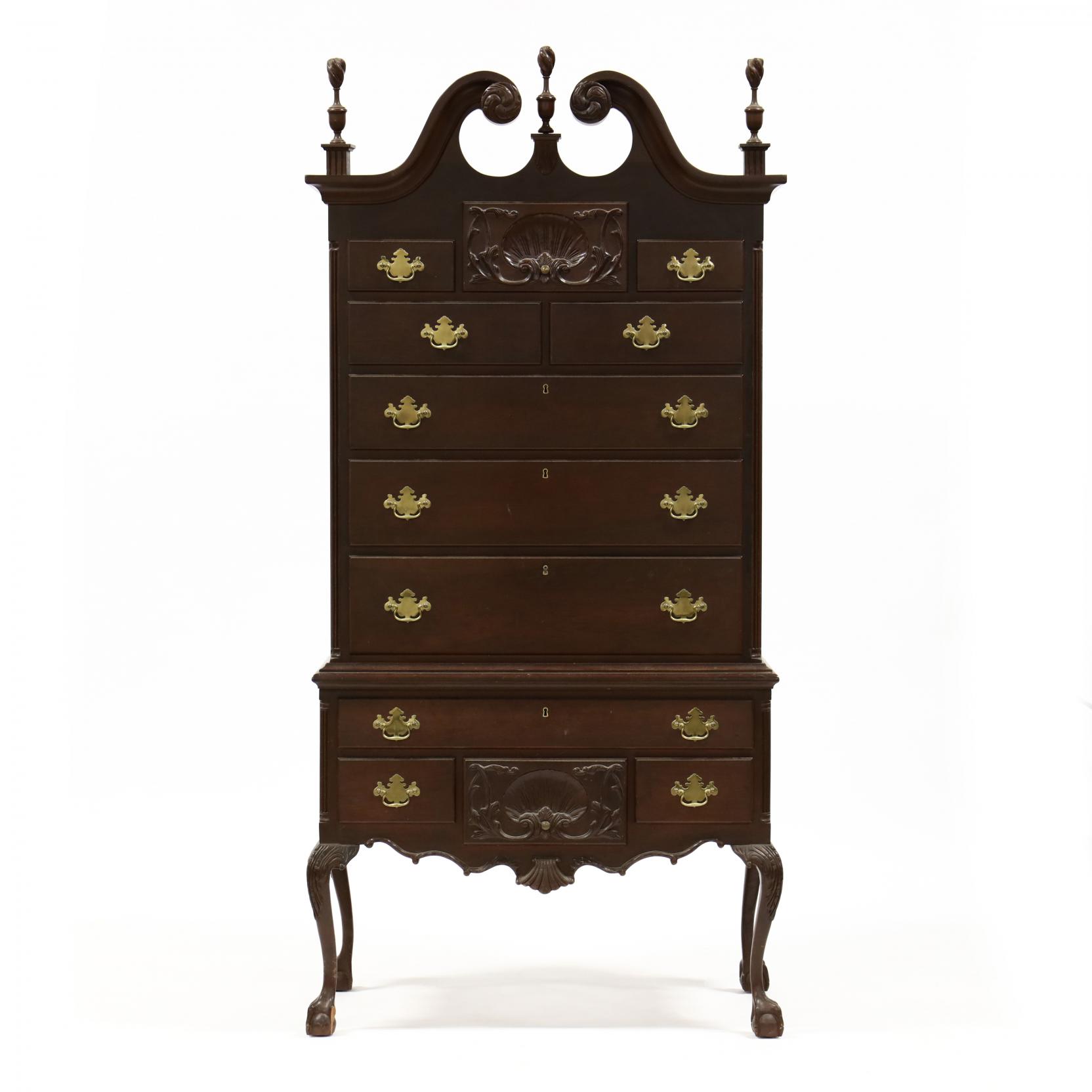 bench-made-carved-mahogany-high-boy