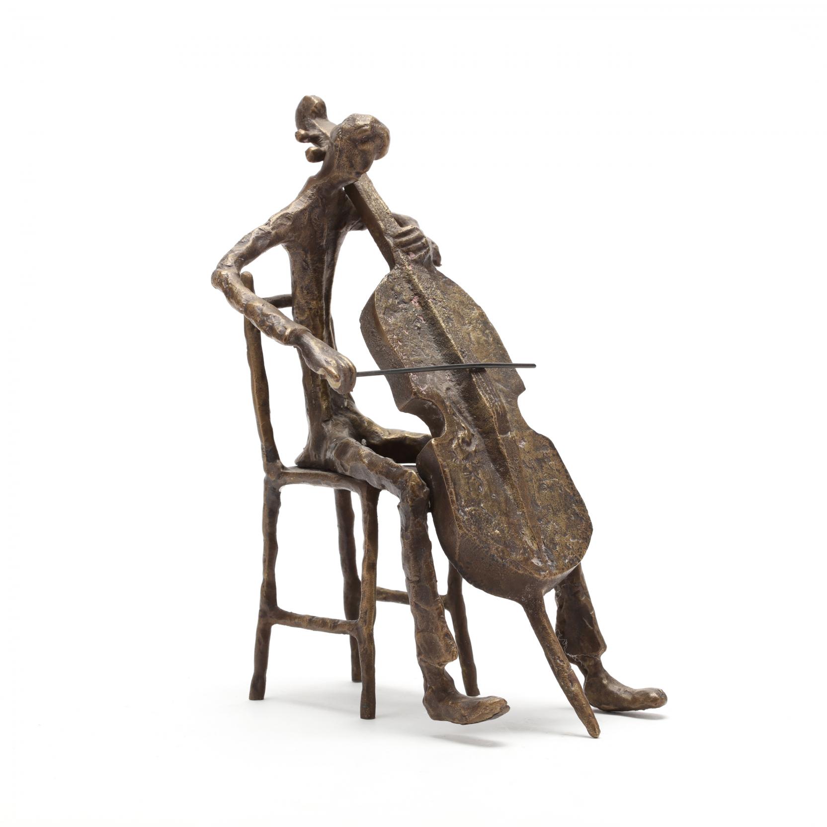 att. Bernard Kim (Korea, b.1942), Bronze Sculpture of a Cellist