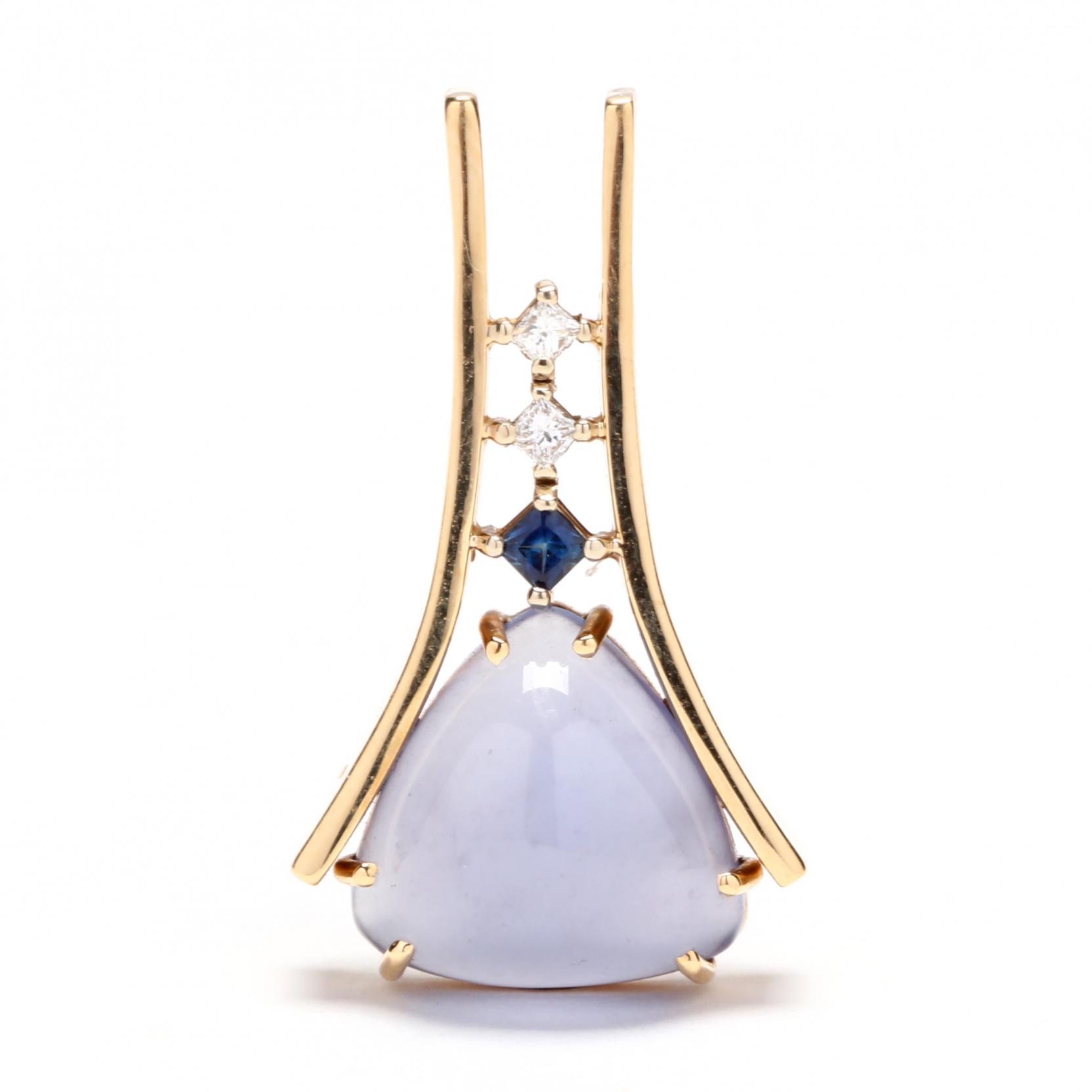 14kt-gold-blue-chalcedony-sapphire-and-colorless-sapphire-pendant