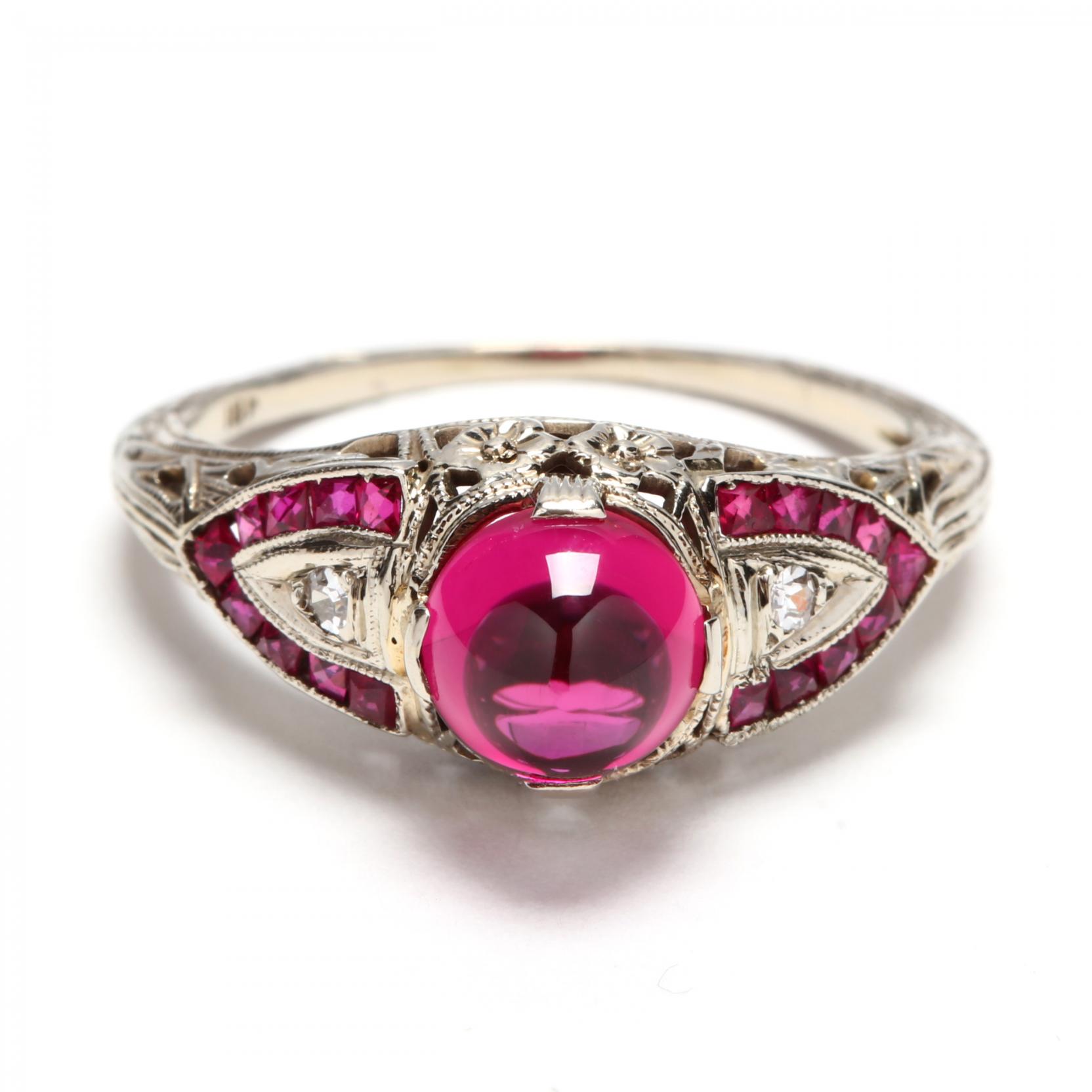 vintage-18kt-white-gold-synthetic-ruby-and-diamond-ring
