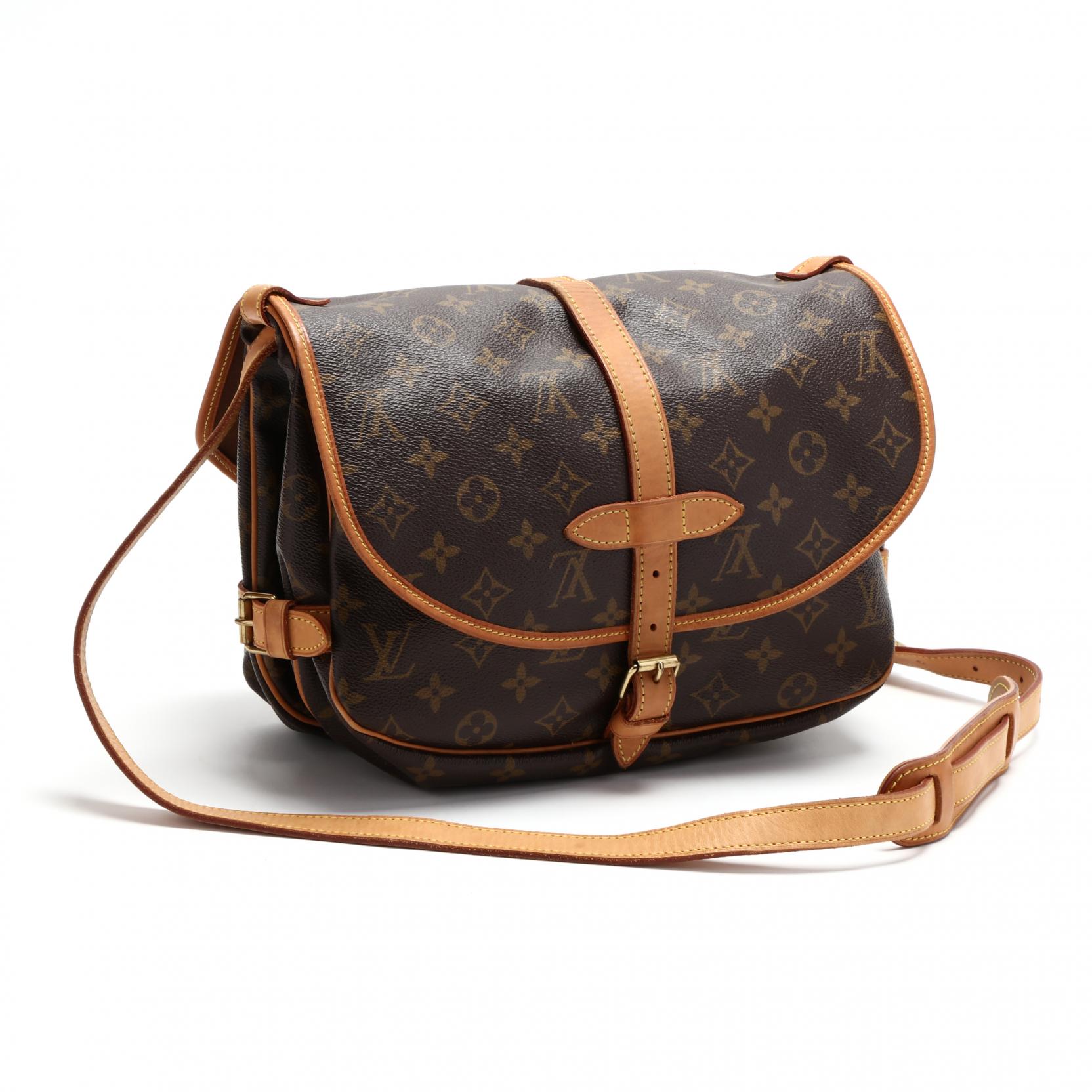 Louis+Vuitton+Double+Shoulder+Bag+Brown+Leather for sale online