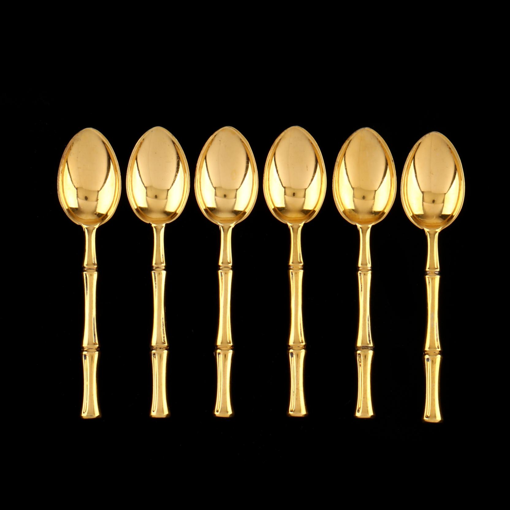 Set of Six Tiffany & Co. Silver Gilt Coffee Spoons (Lot 1073