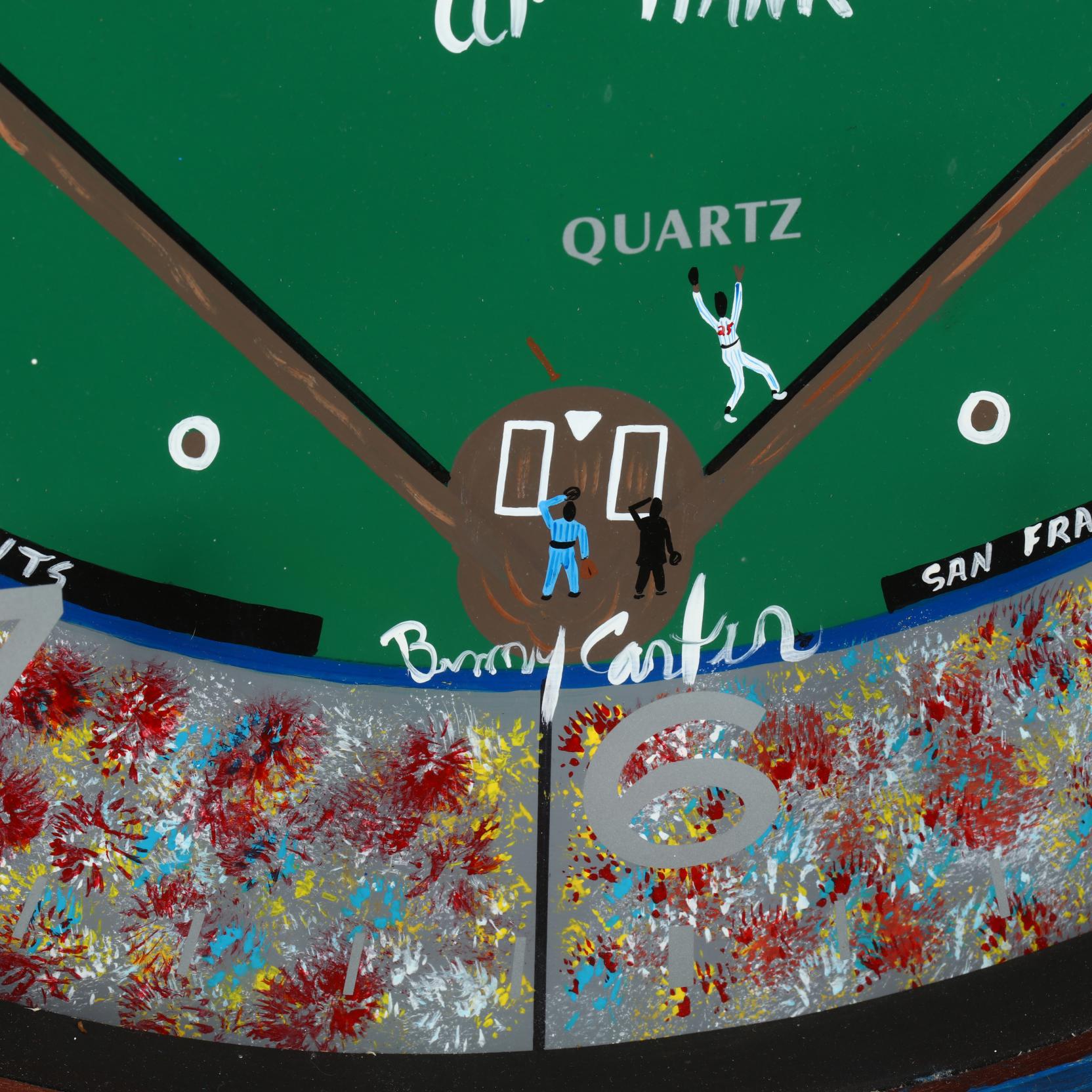 Folk Art Baseball Theme Clock, Benny Carter (NC 1943-2014) (Lot