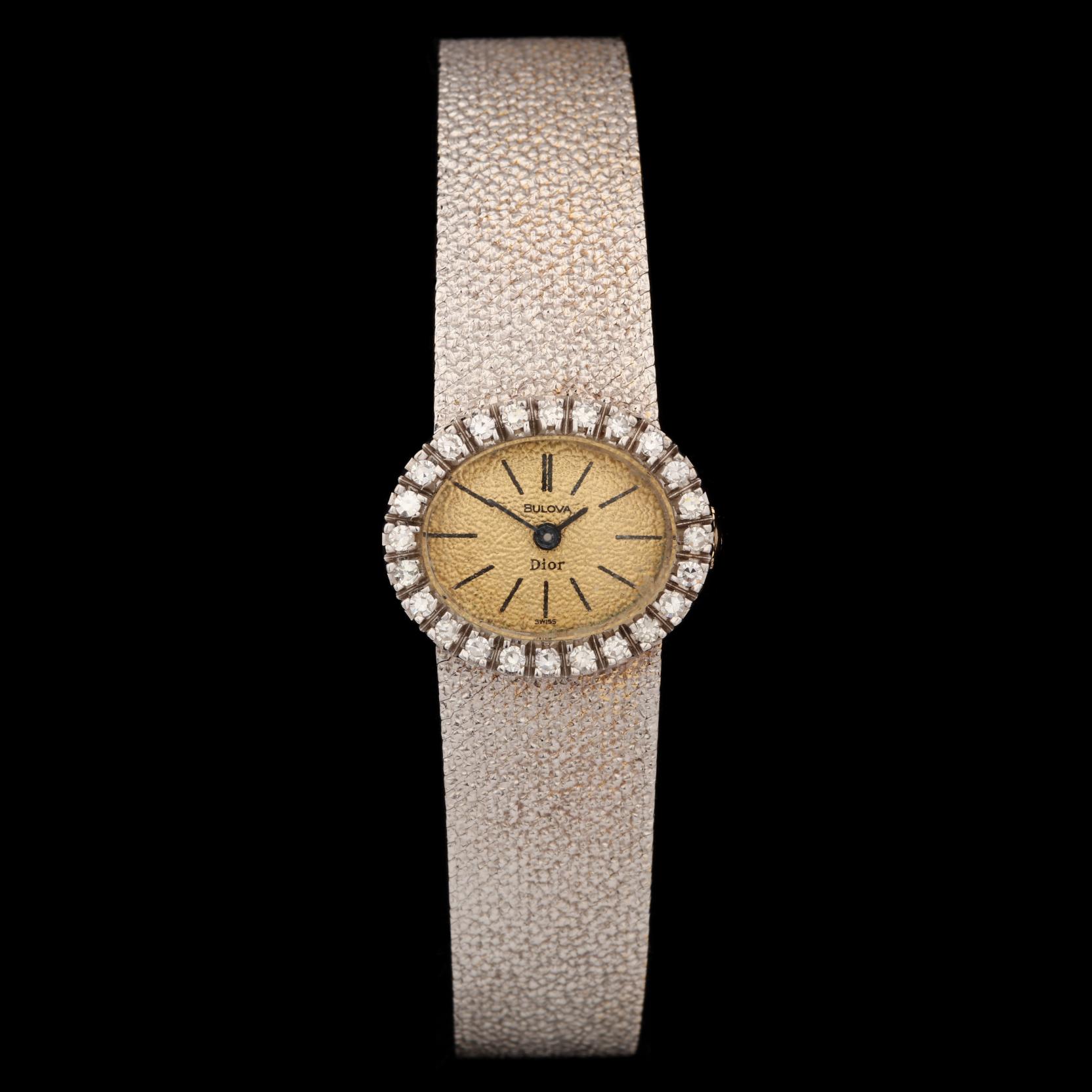 Lady's 14KT White Gold and Diamond Watch, Bulova / Dior (Lot Lady's 14KT White Gold and Diamond Watch, Bulova / Dior (Lot