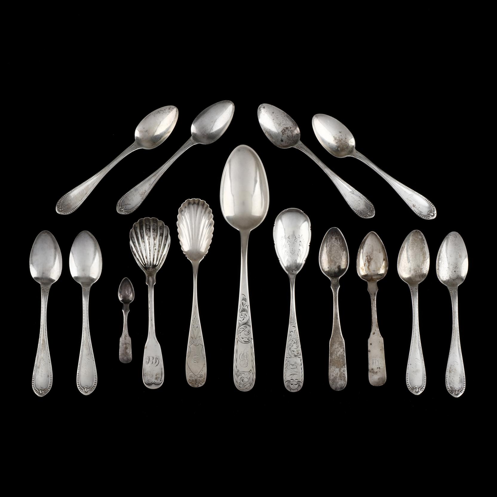 Fifteen Baltimore, MD Coin Silver Spoons (Lot 1012 - Collection of