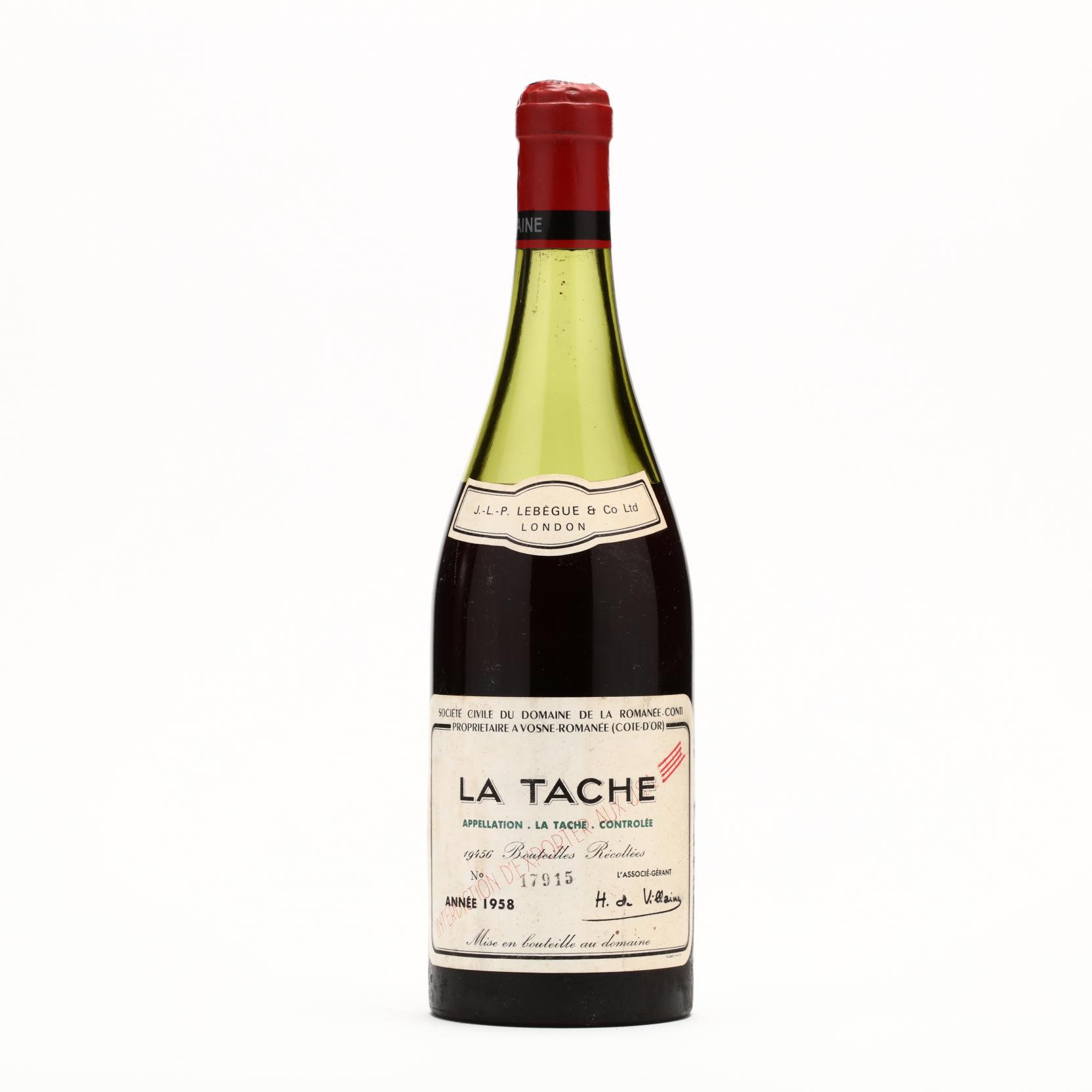 La Tache - Vintage 1958 (Lot 2140 - Rare Spirits & Fine