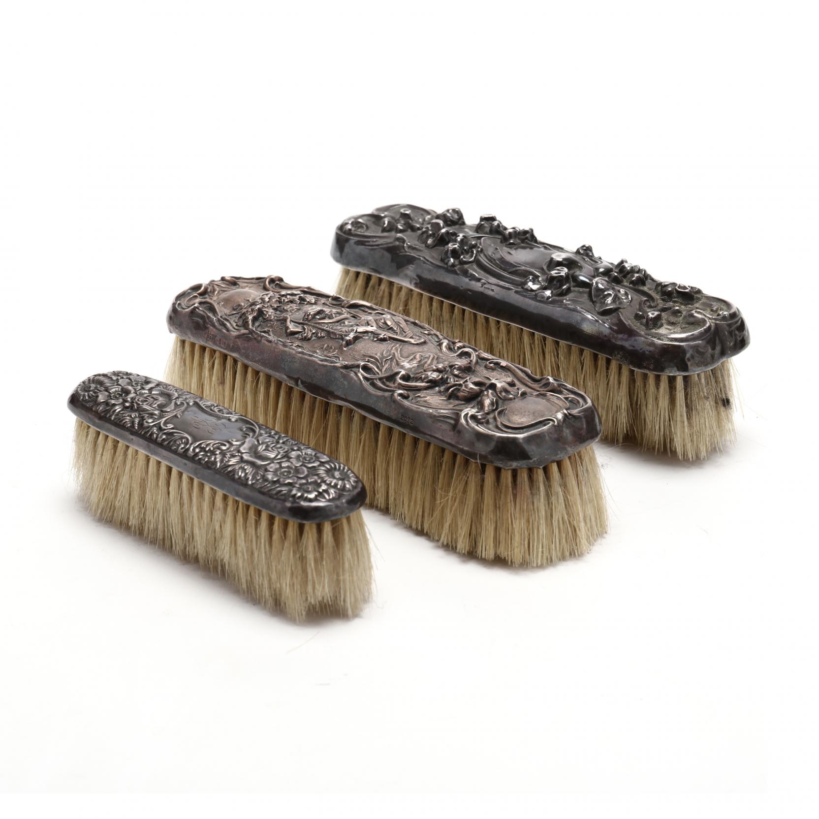 Three Antique Sterling Silver Clothes Brushes (Lot 343 