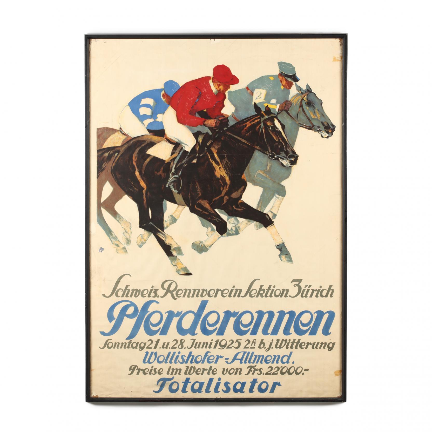 ポスター EMU - Riding On The Wind ED40 Ivan Edwin Hugentobler (Swiss, 1886-1972), Pferderennen, A Vintage