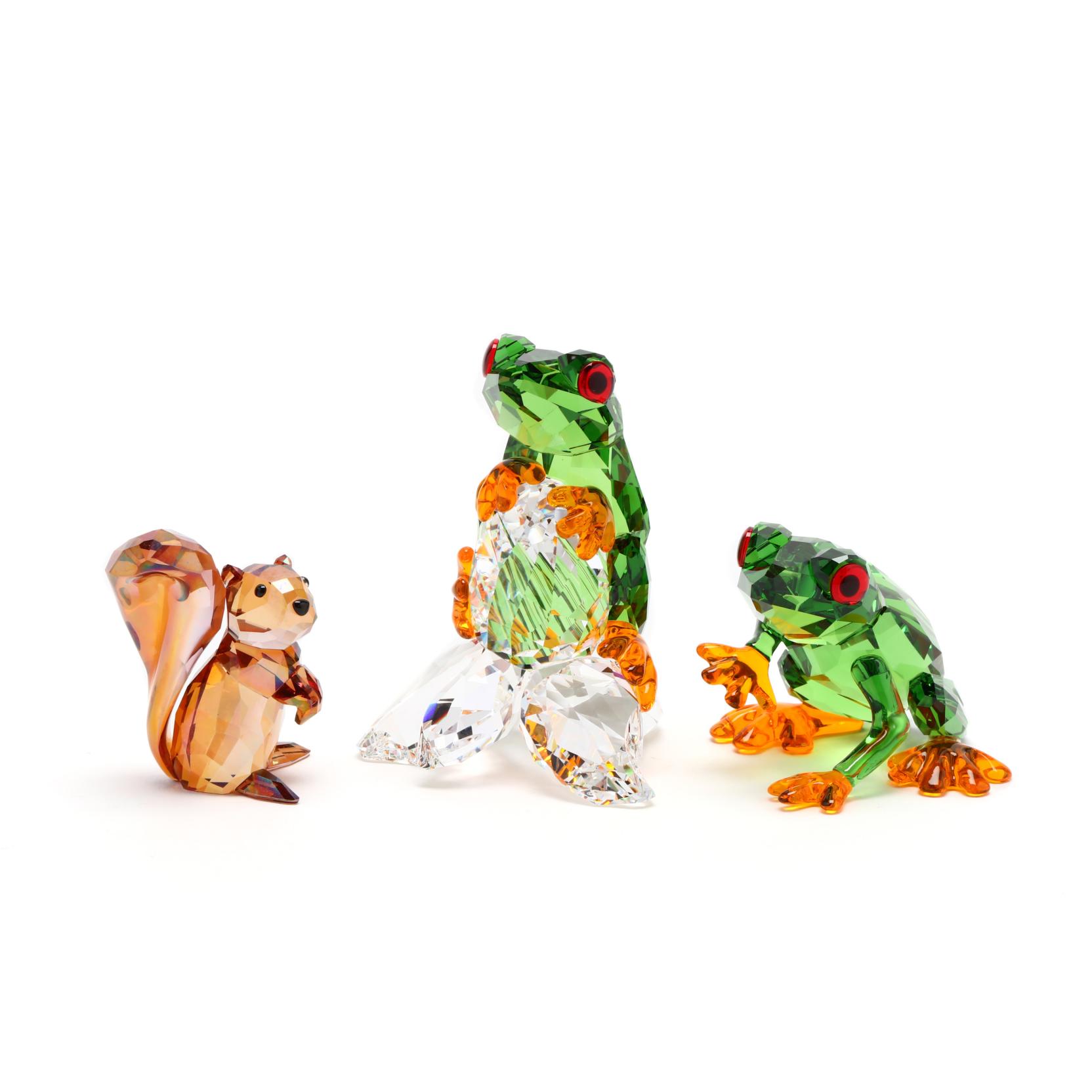 Swarovski 置物 3体セット Swarovski, Three Woodland Animals (Lot 607 - June Gallery