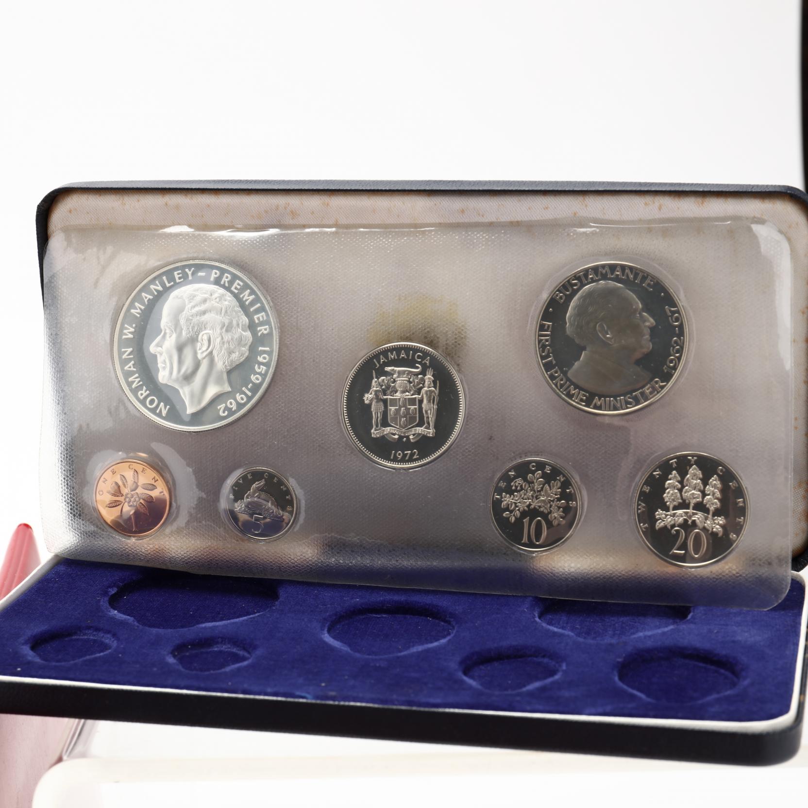 Jamaica, Six Partially Silver Franklin Mint Proof Sets and a