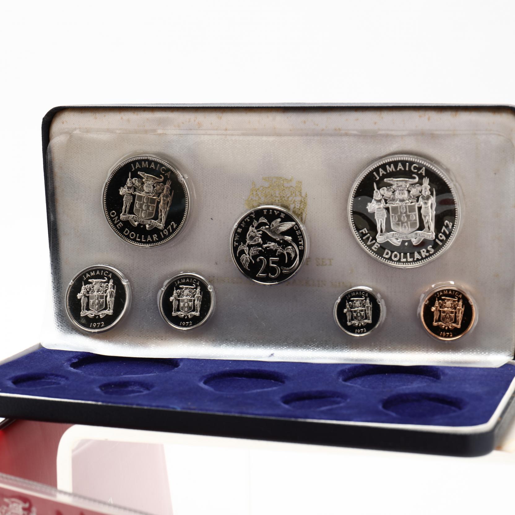Jamaica, Six Partially Silver Franklin Mint Proof Sets and a