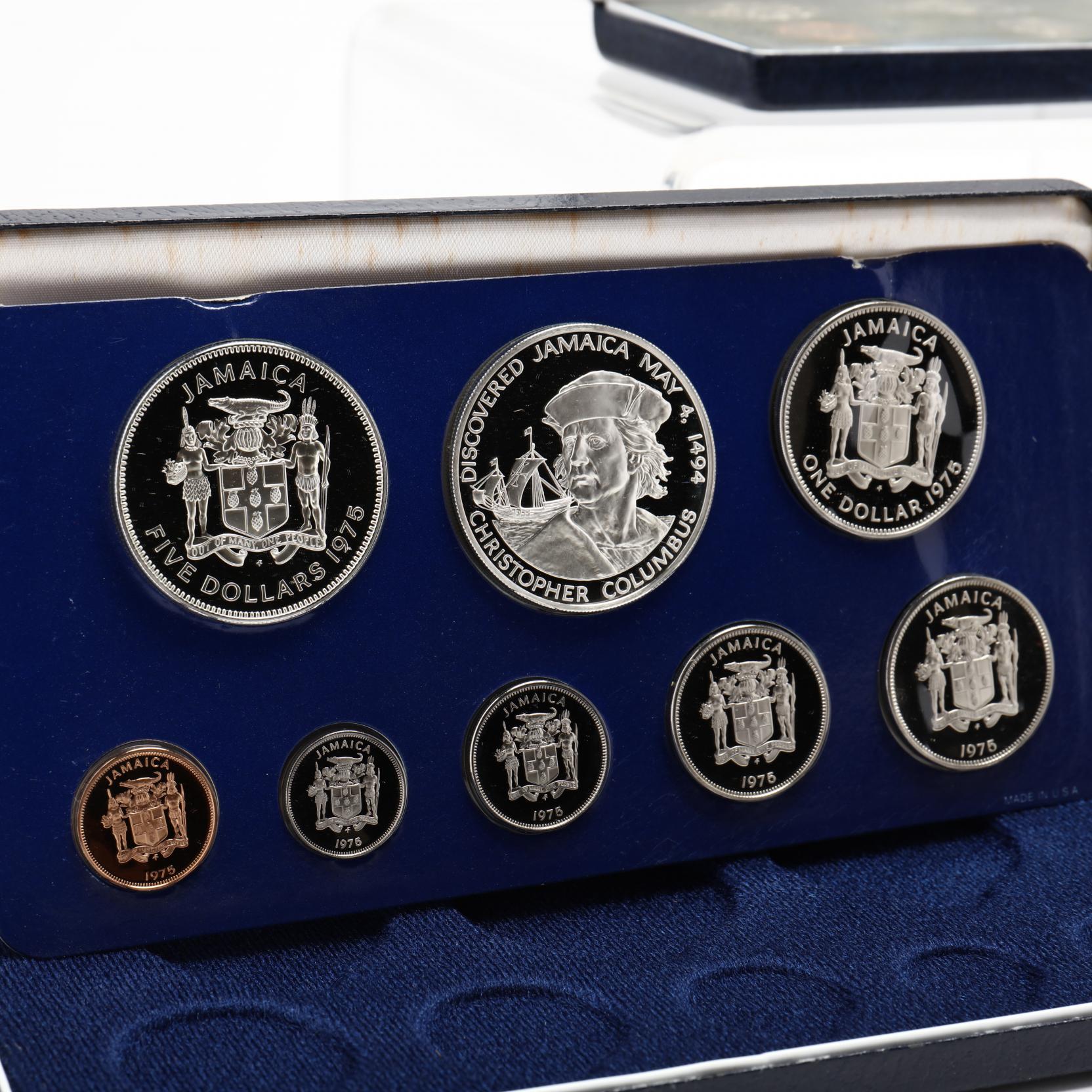 Jamaica, Six Partially Silver Franklin Mint Proof Sets and a