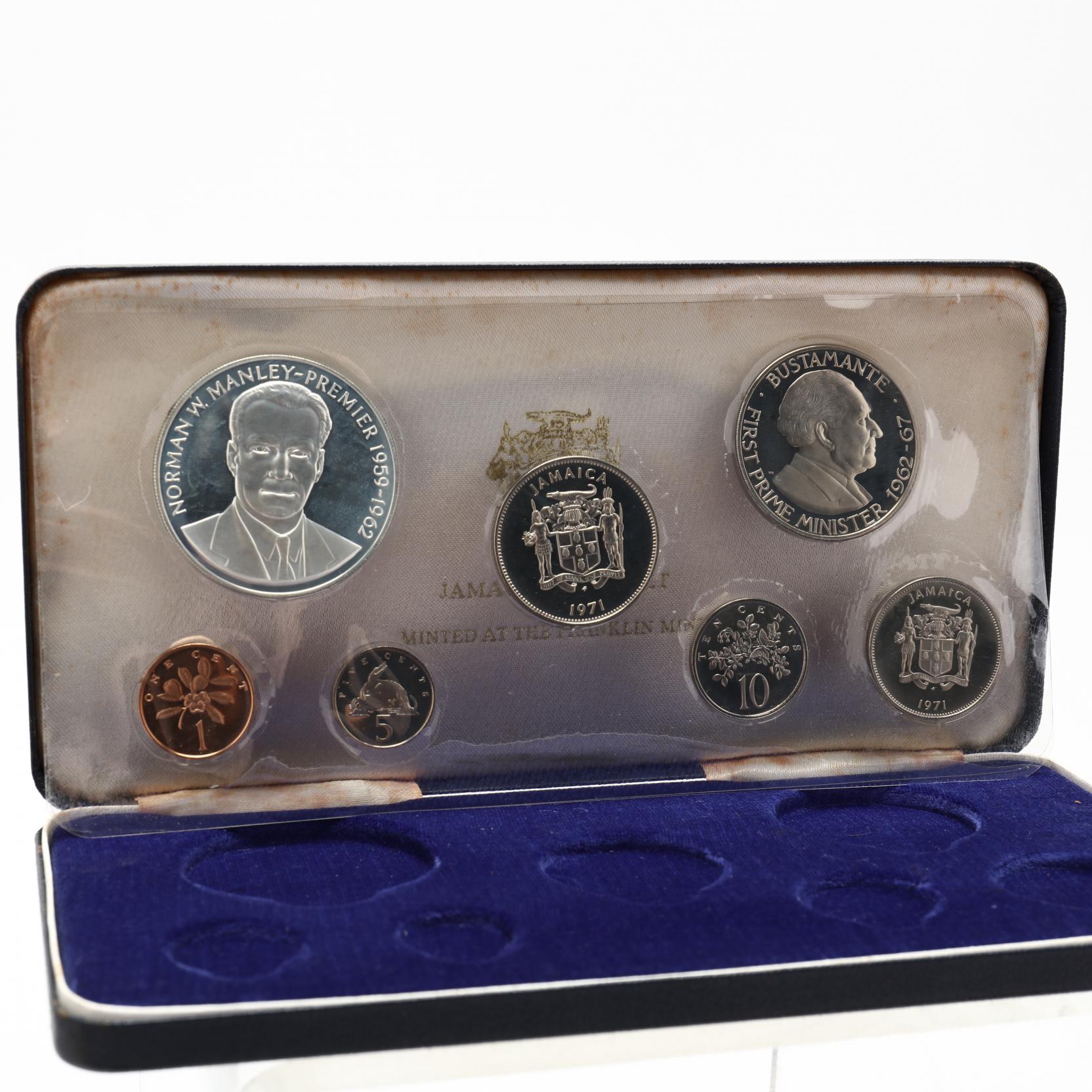 Jamaica, Six Partially Silver Franklin Mint Proof Sets and a