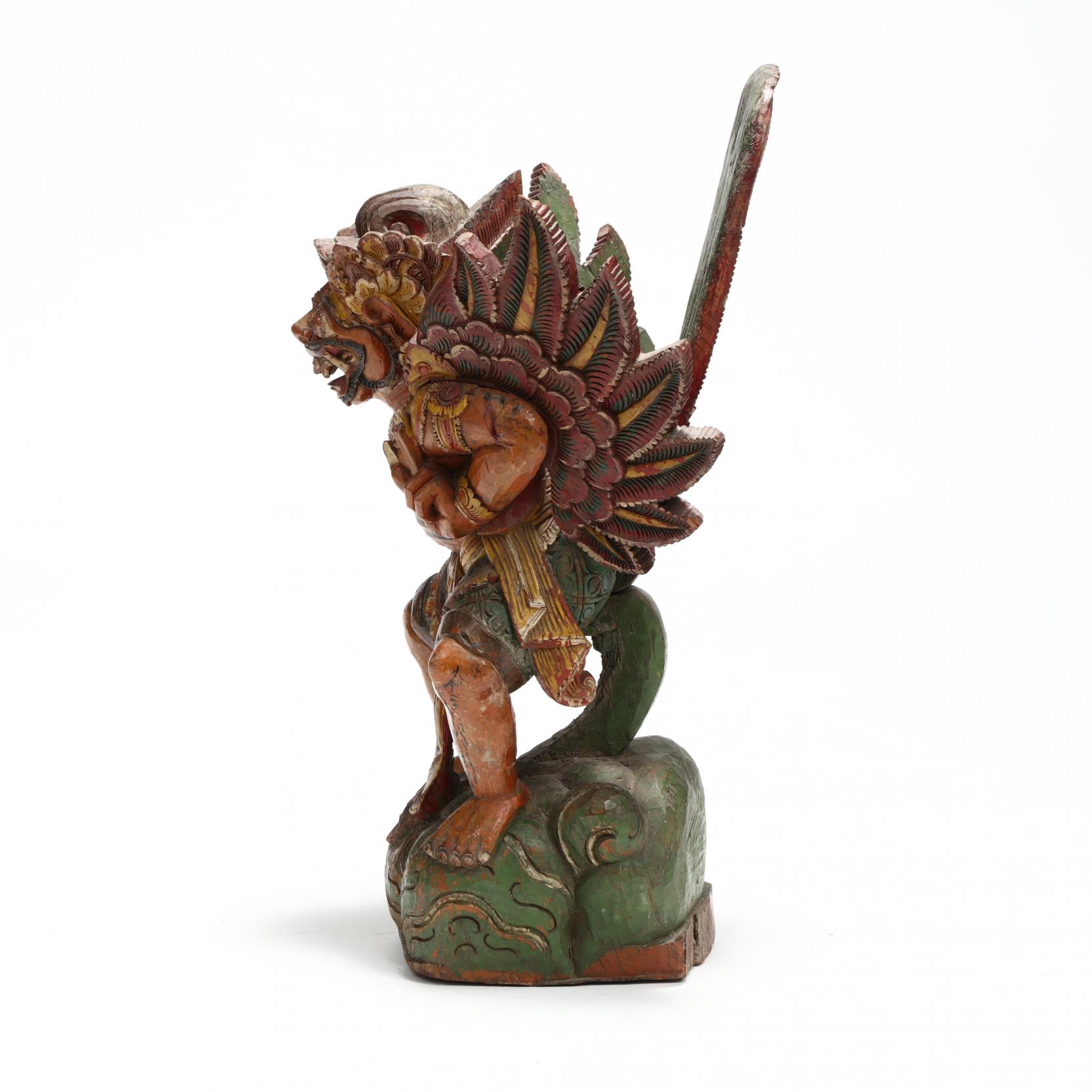 Indonesian Carved and Painted Wood Statue of Garuda (Lot 131 Indonesian Carved and Painted Wood Statue of Garuda (Lot 131