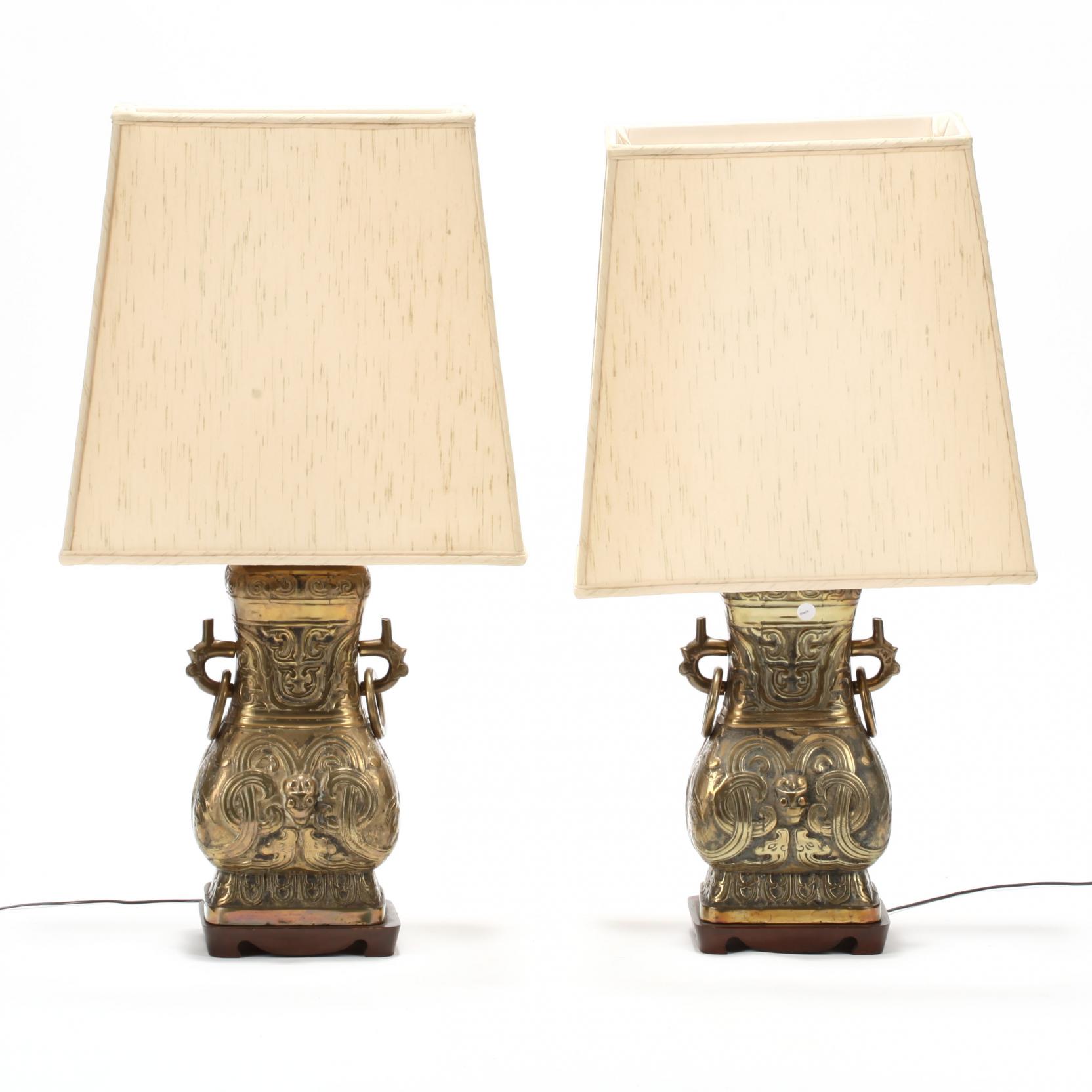 Pair of Vintage James Mont Style Brass Table Lamps (Lot 580 - July